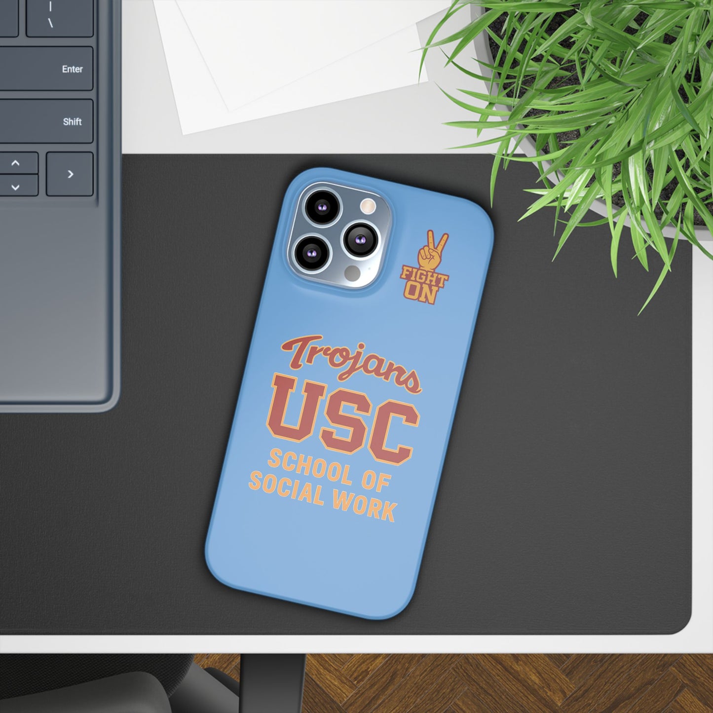 USC Trojans Slim I-Phone Case - School of Social Work (Light Blue)