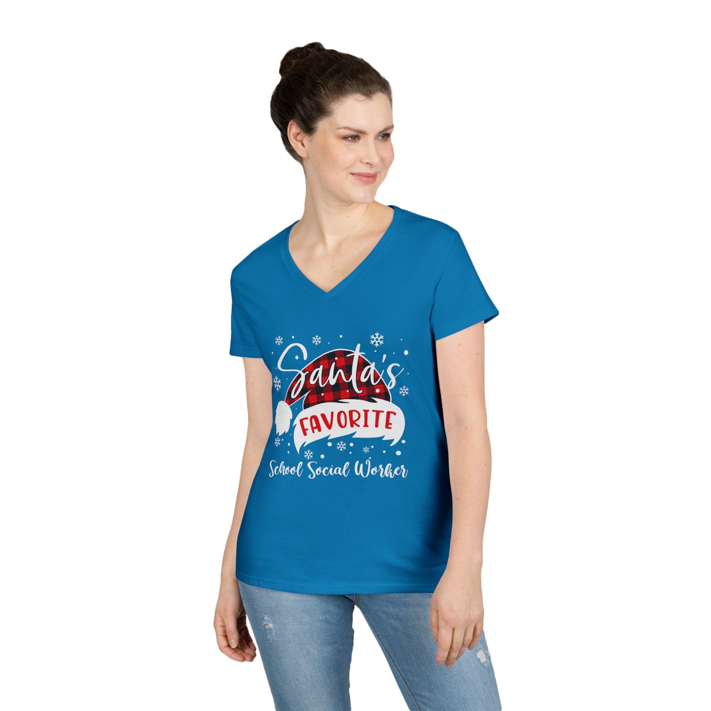 Santa's Favorite School Social Worker V-Neck Tee - Holiday Edition