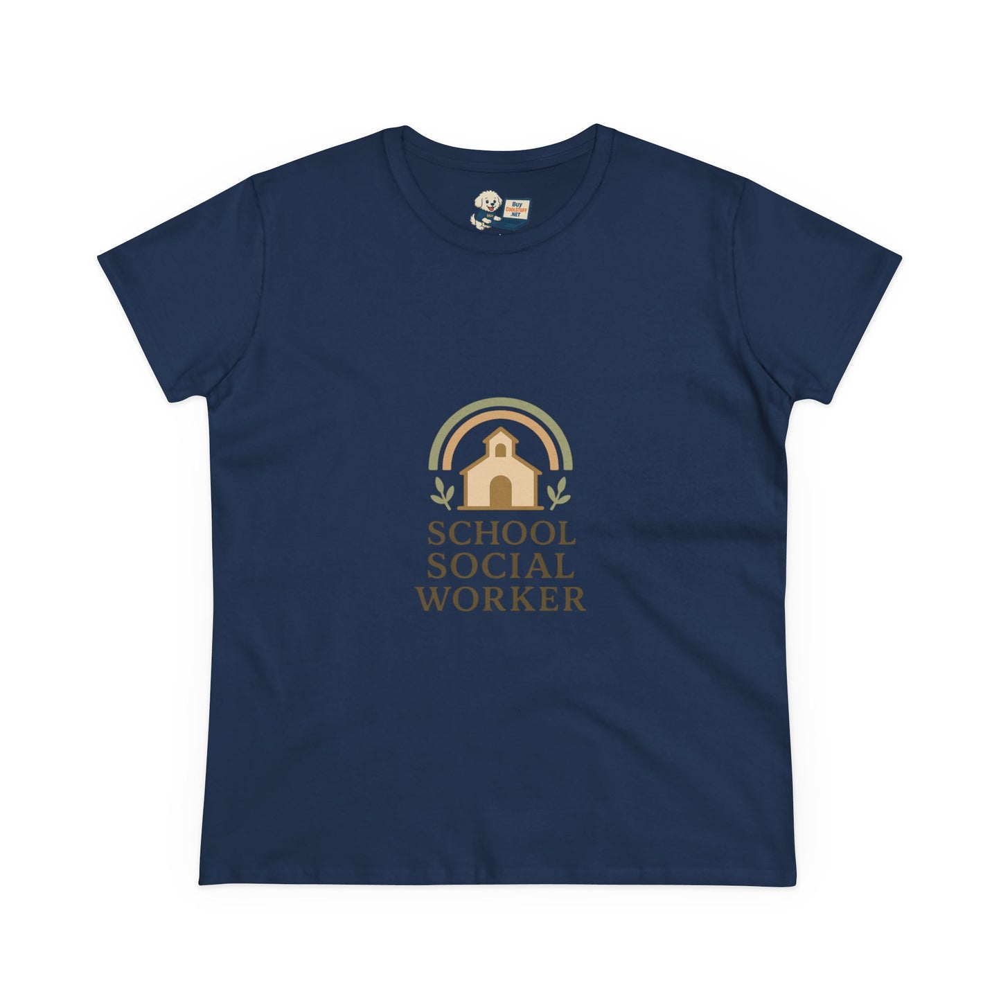 School Social Worker with Earth Tone Logo -Women's Midweight Cotton T-Shirt