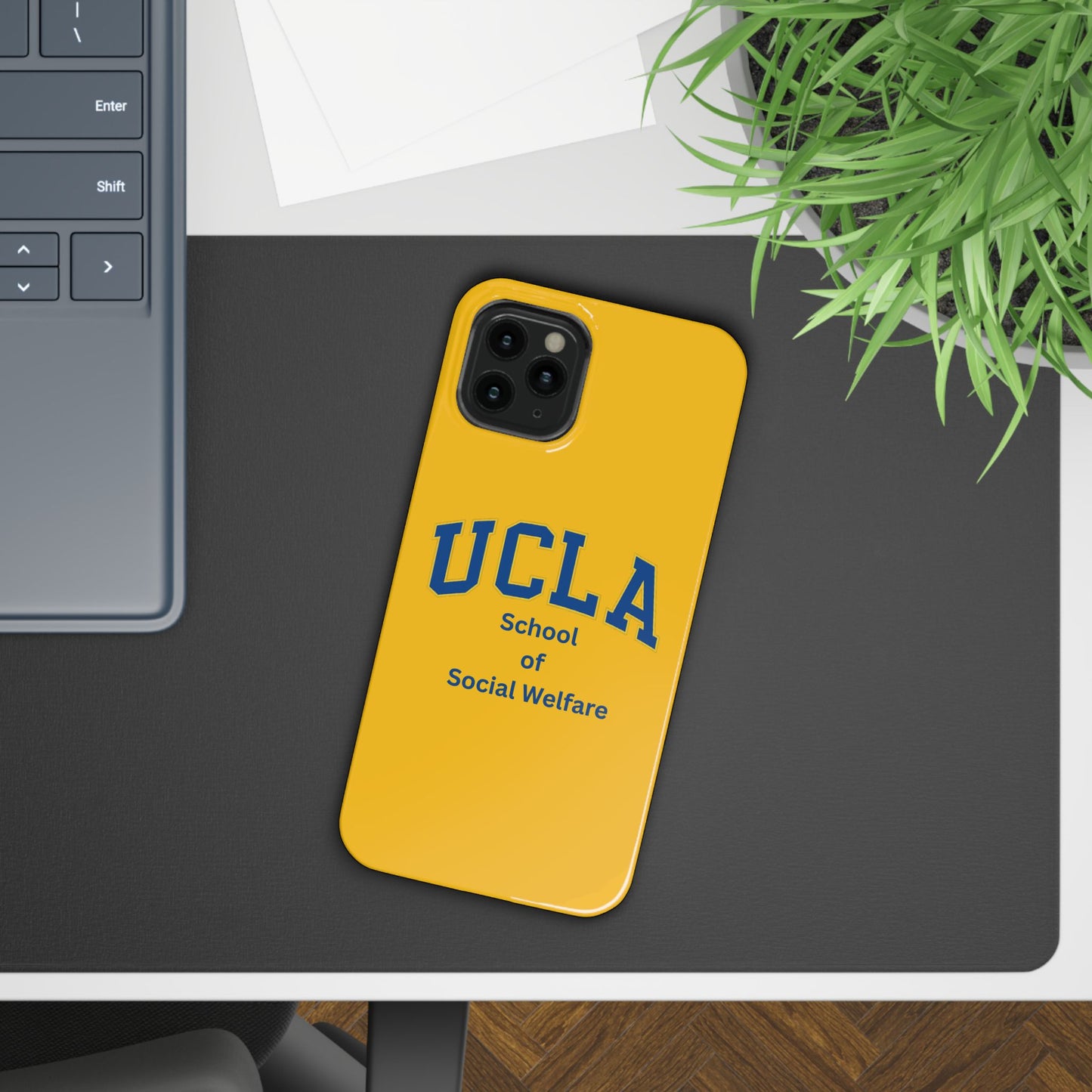 UCLA Slim I-Phone Case - School of Social Welfare-Text Logo (Yellow)