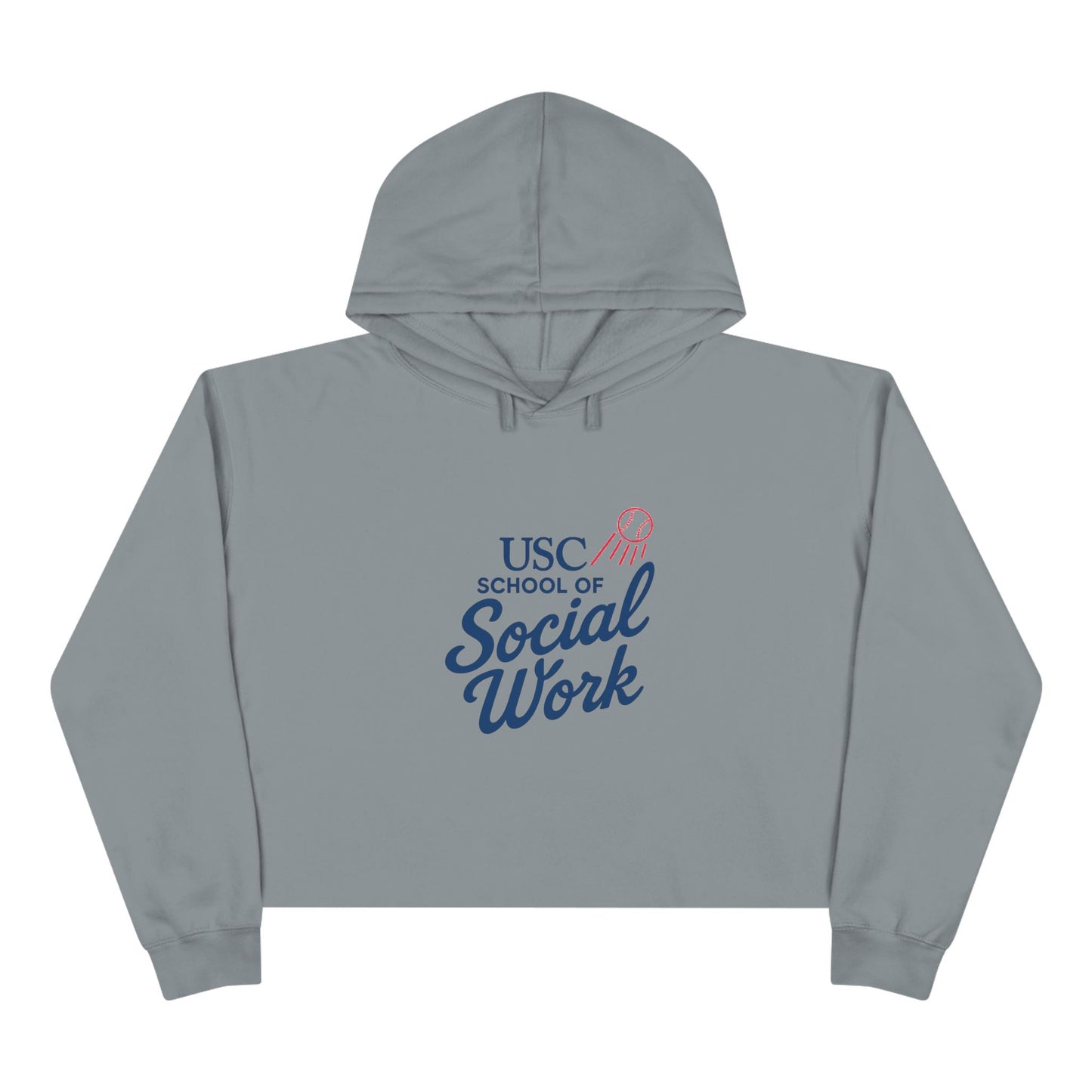 USC Social Work & Dodgers Crop Hoodie - Cheerful College Style