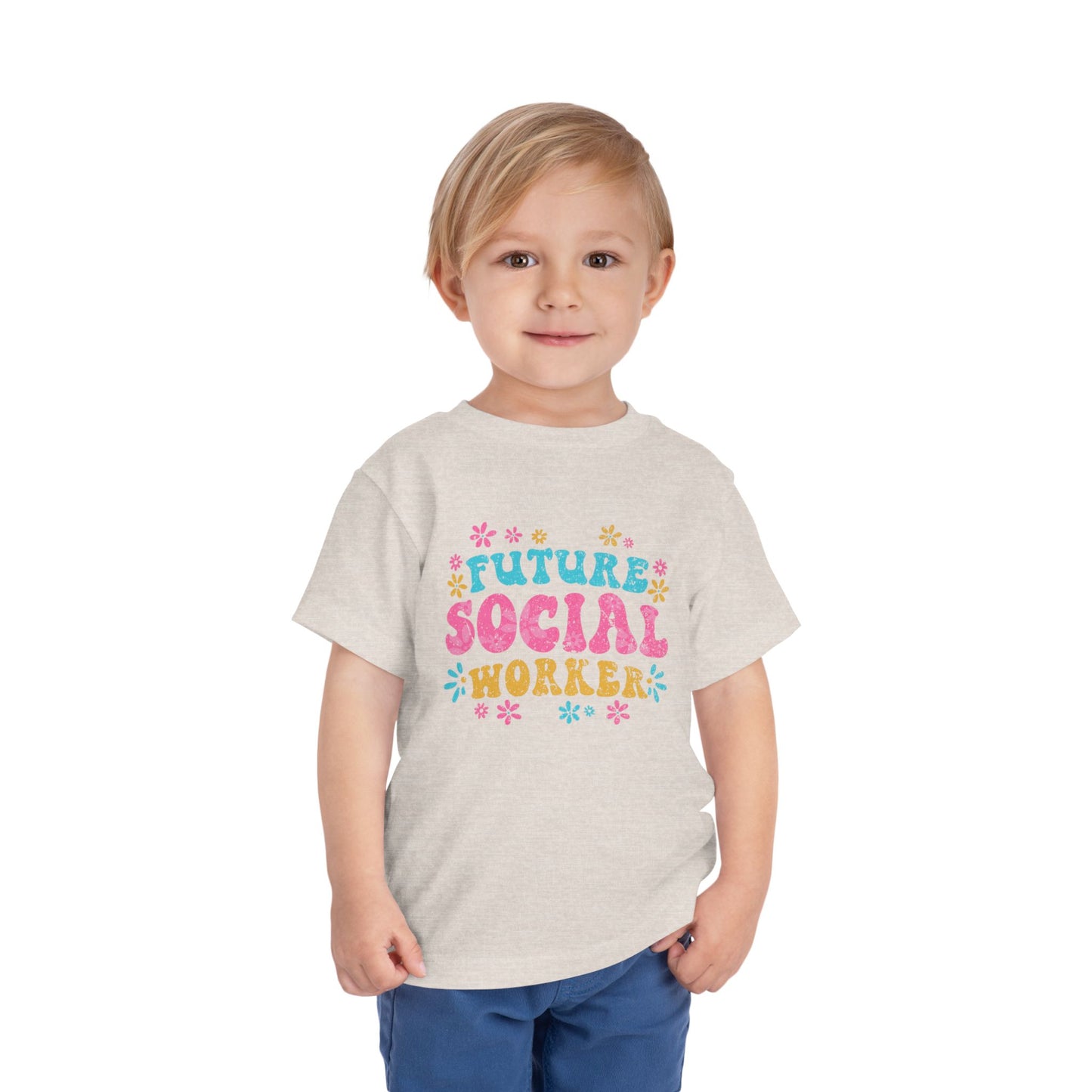 Toddler Tee - "Future Social Worker" Colorful Floral Graphic