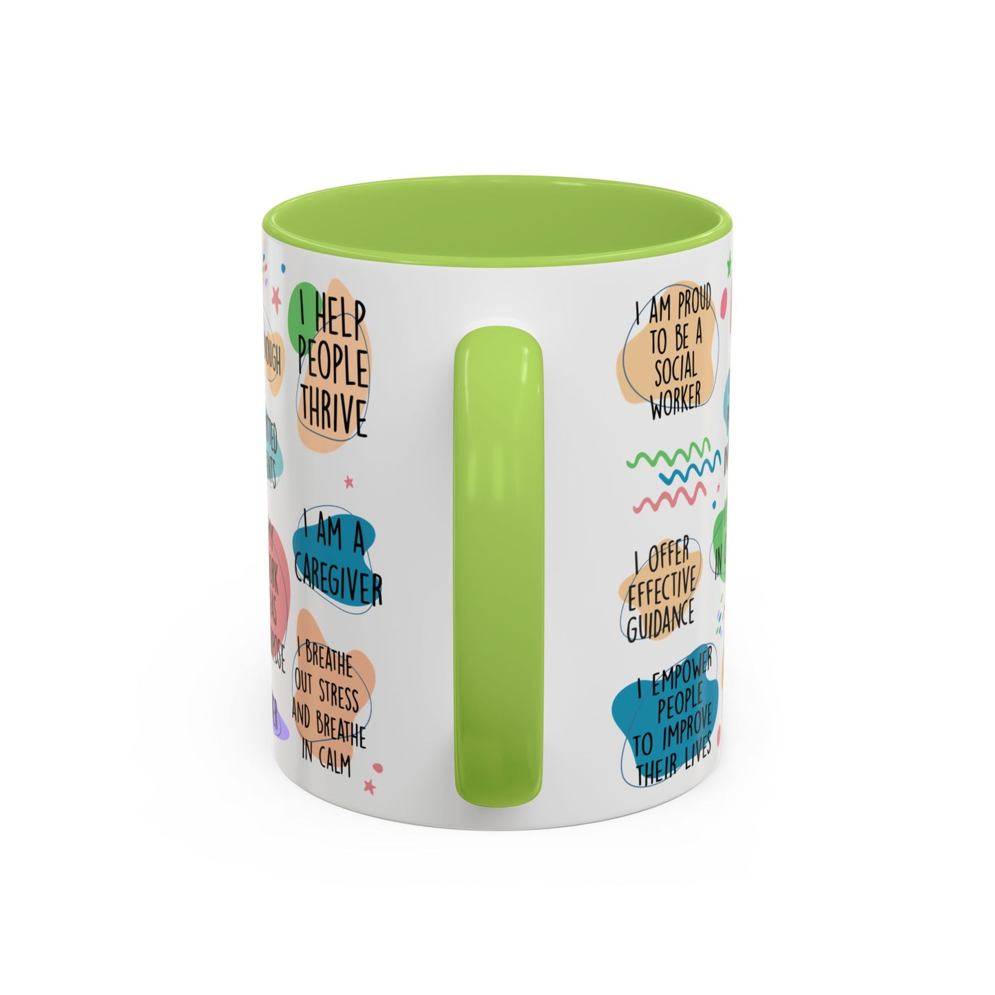 Social Worker Daily Affirmations Accent Coffee Mug — Inspirational -15oz