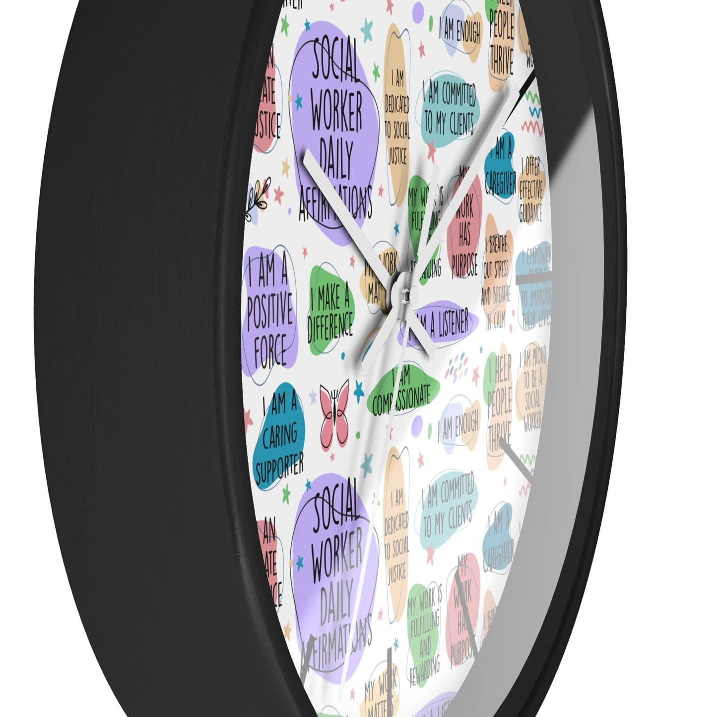 Social Worker Daily Affirmations Wall Clock — Inspirational Office Decor