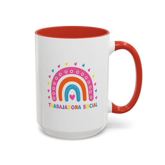 Accent Coffee Mug - 'Trabajadora Social' Colorful Rainbow Social Worker Gift (15 oz)