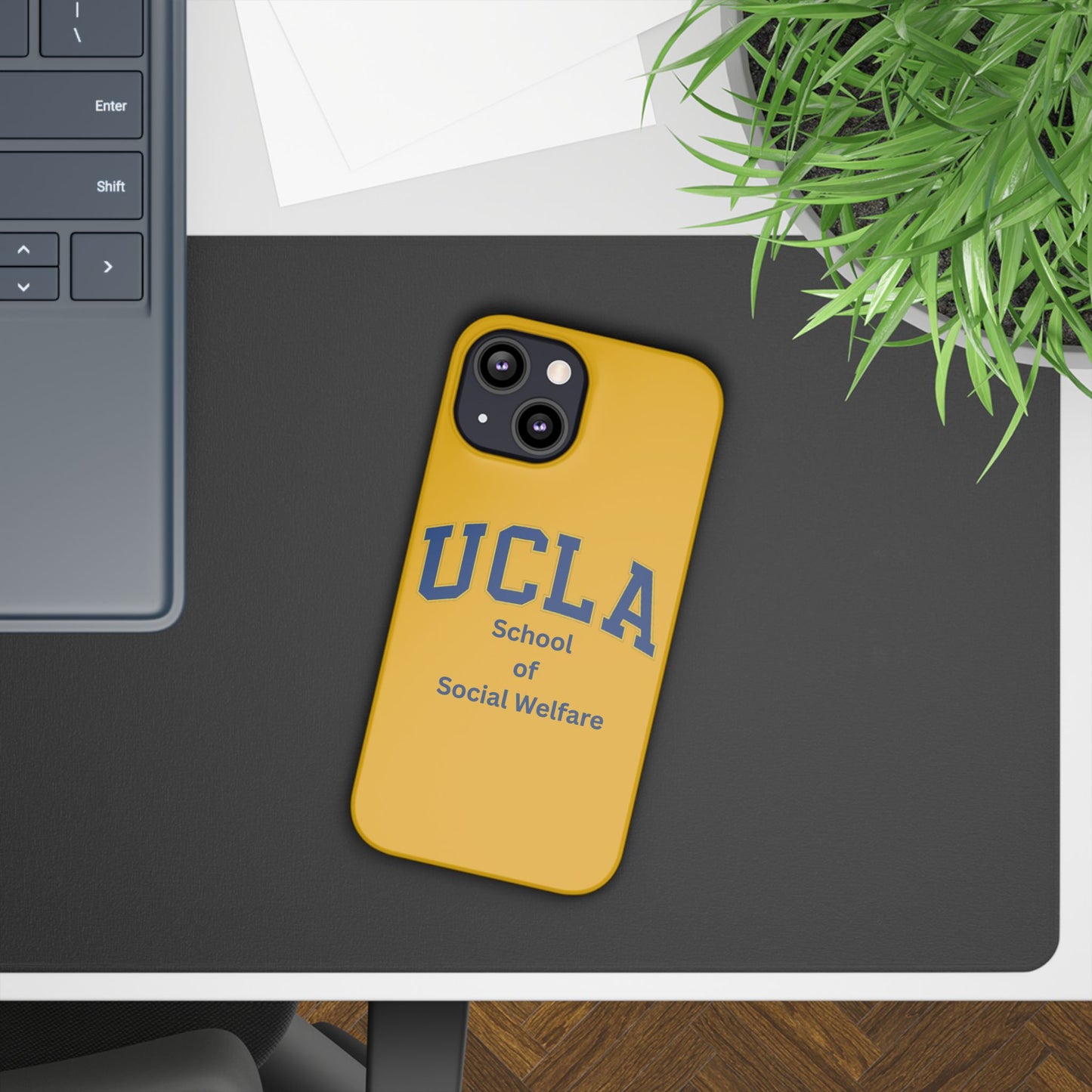 UCLA Slim I-Phone Case - School of Social Welfare-Text Logo (Yellow)