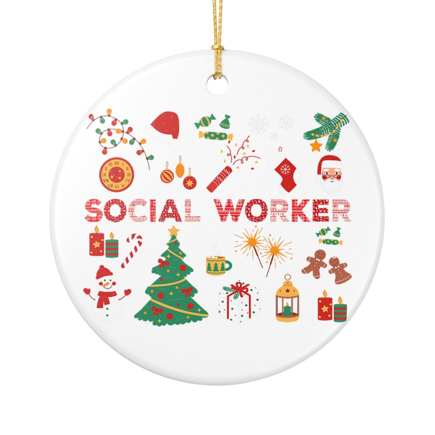 Social Worker Christmas Ceramic Ornament – Festive Holiday Tree & Icons