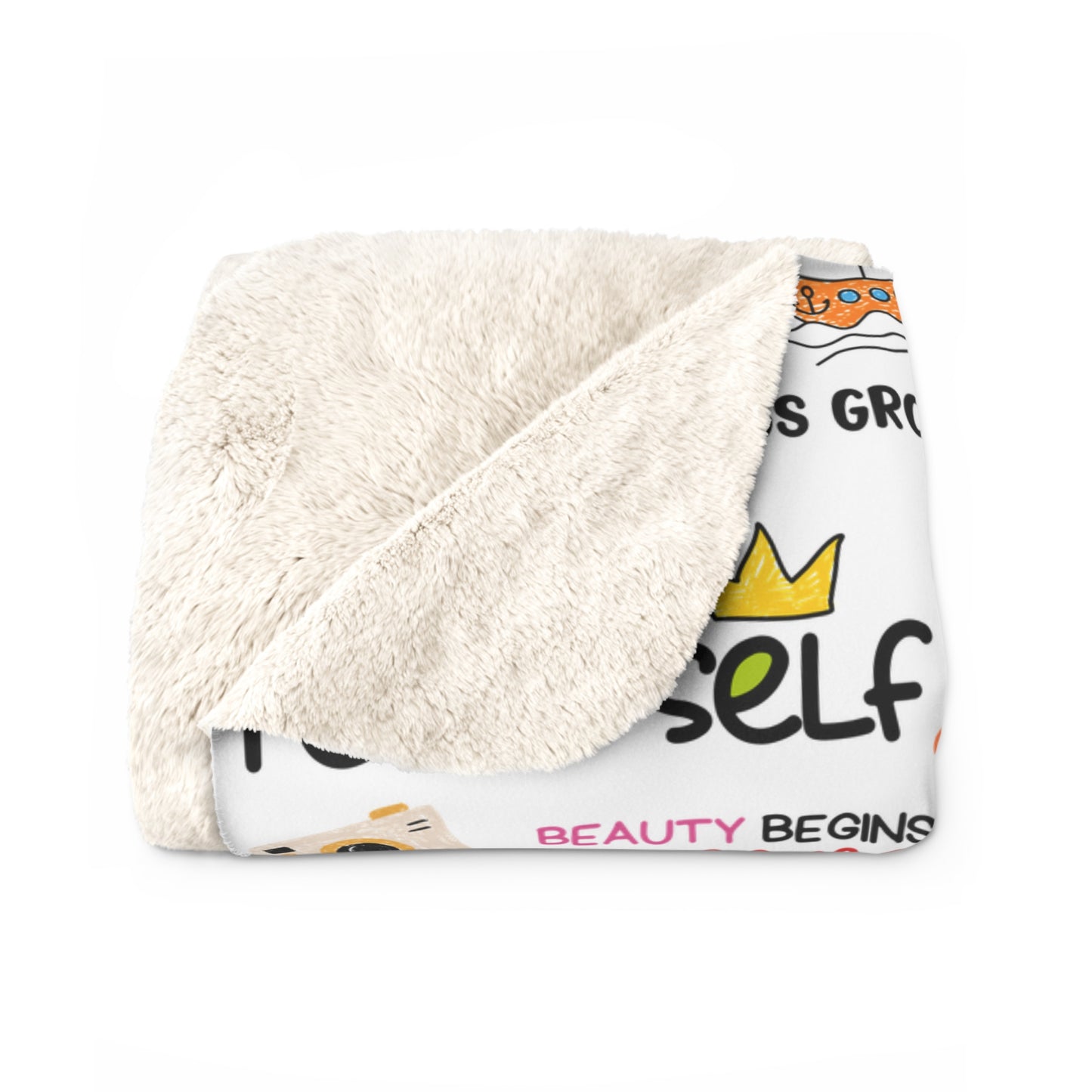 Sherpa Blanket — Positive Quotes Pattern Cozy Throw ("Note to Self" Inspirational) - Social Work