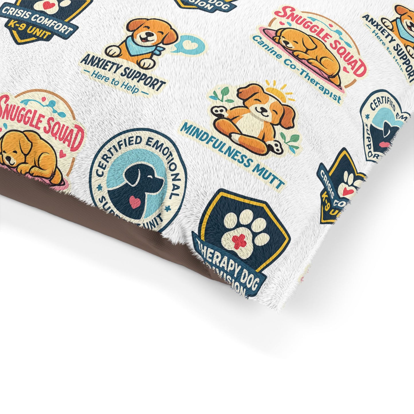 Therapy Dog Patchwork Pet Bed — Anxiety Support & Mindfulness Mutt Design