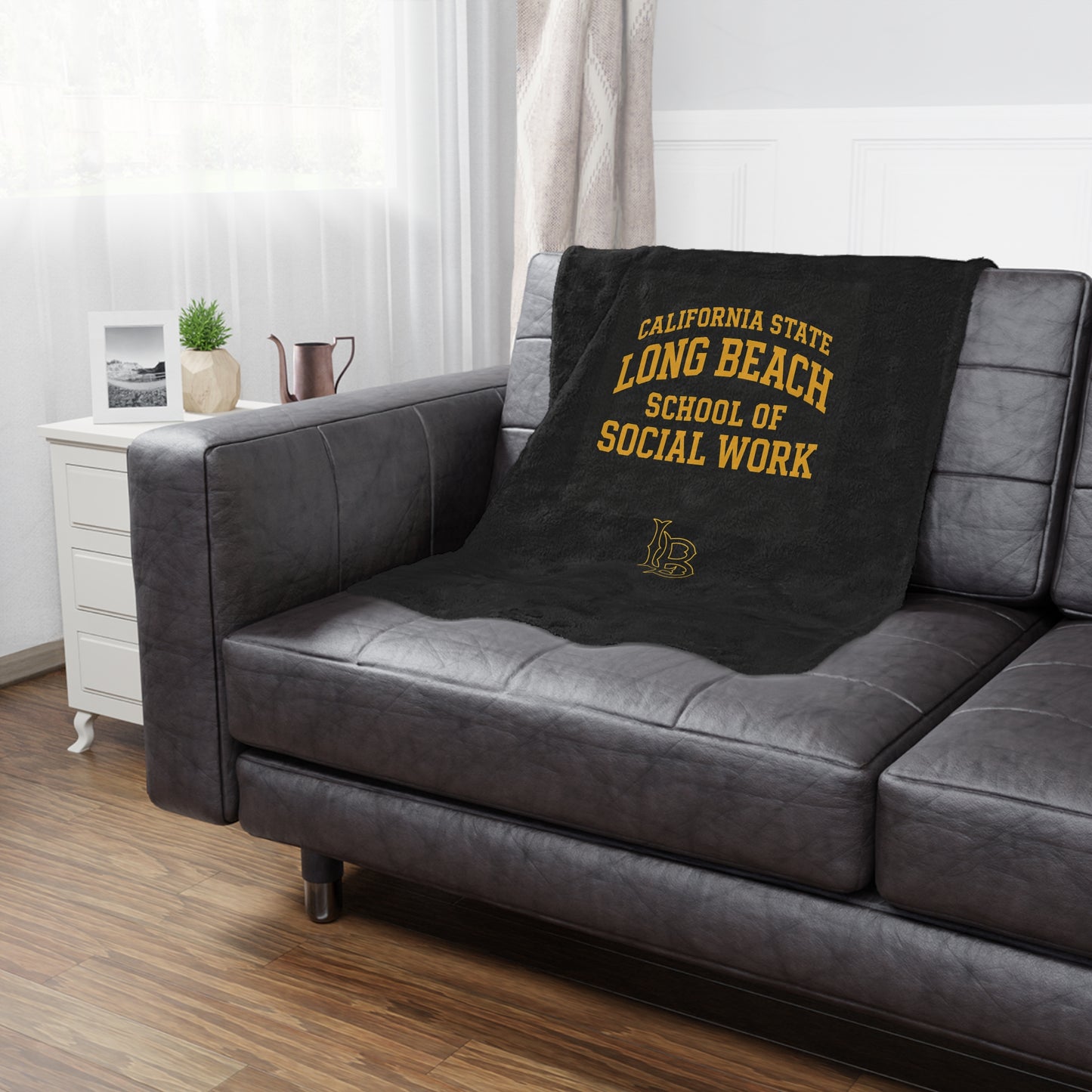 CSULB School of Social Work Mini Blanket - Great for your office chair or your couch at home!