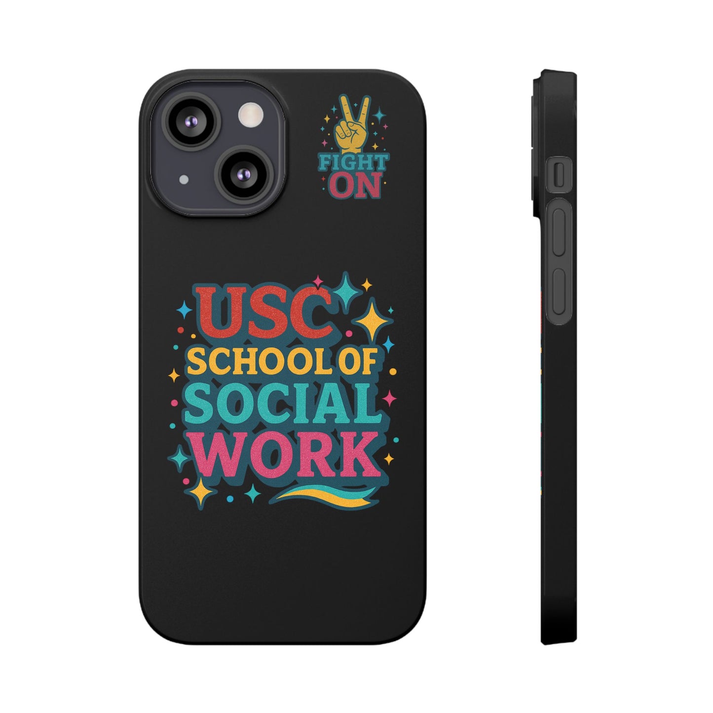USC Trojans Slim I-Phone Case - School of Social Work - Glitter Style (Black)