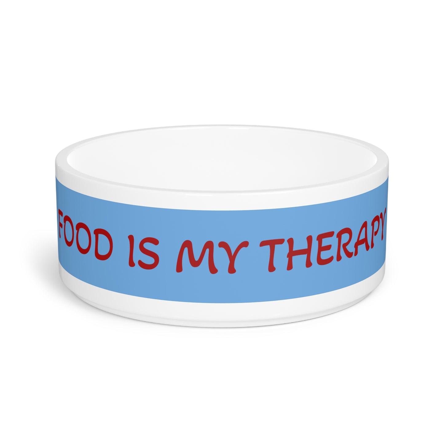 Ceramic Pet Bowl — "Food Is My Therapy" Funny Dog & Cat Feeding Dish