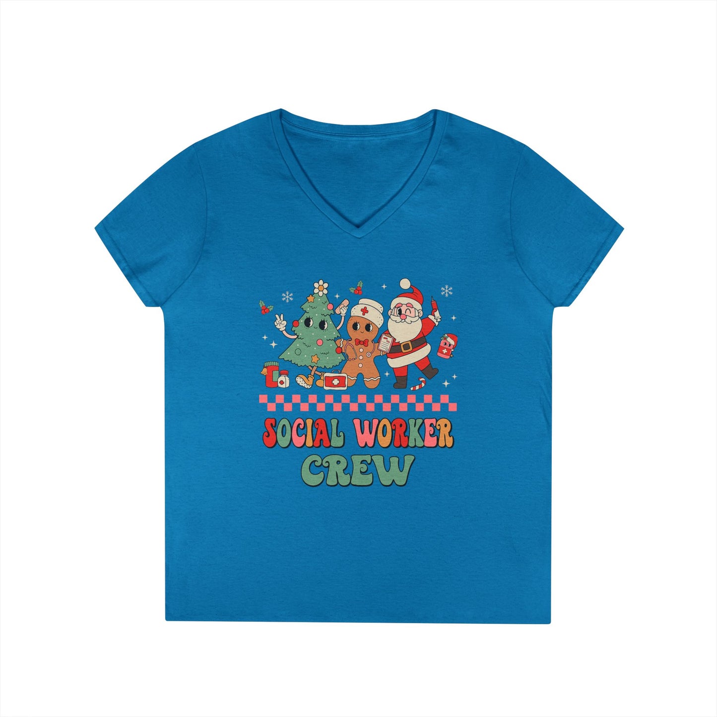 Social Worker Crew Christmas V-Neck Tee