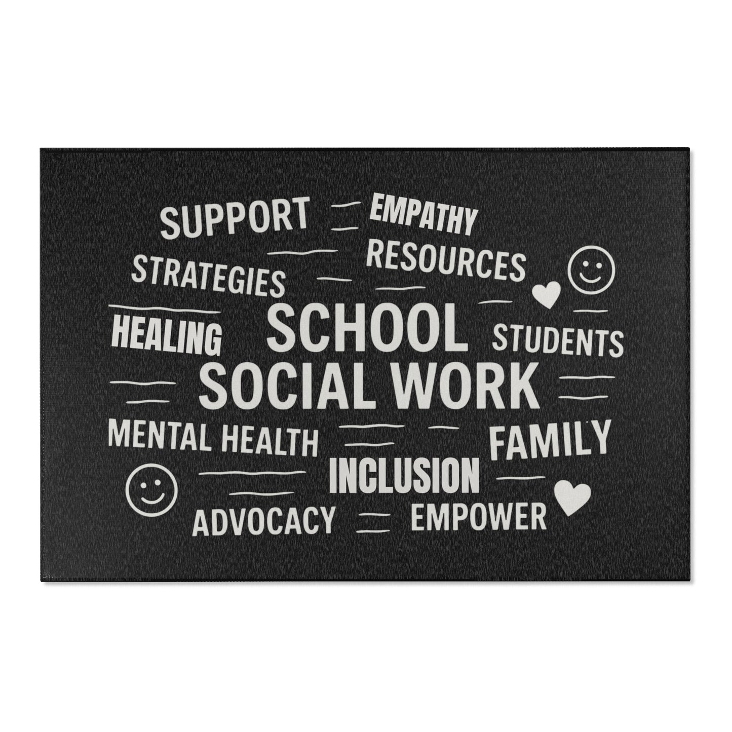 School Social Work Inspirational Area Rug - Black