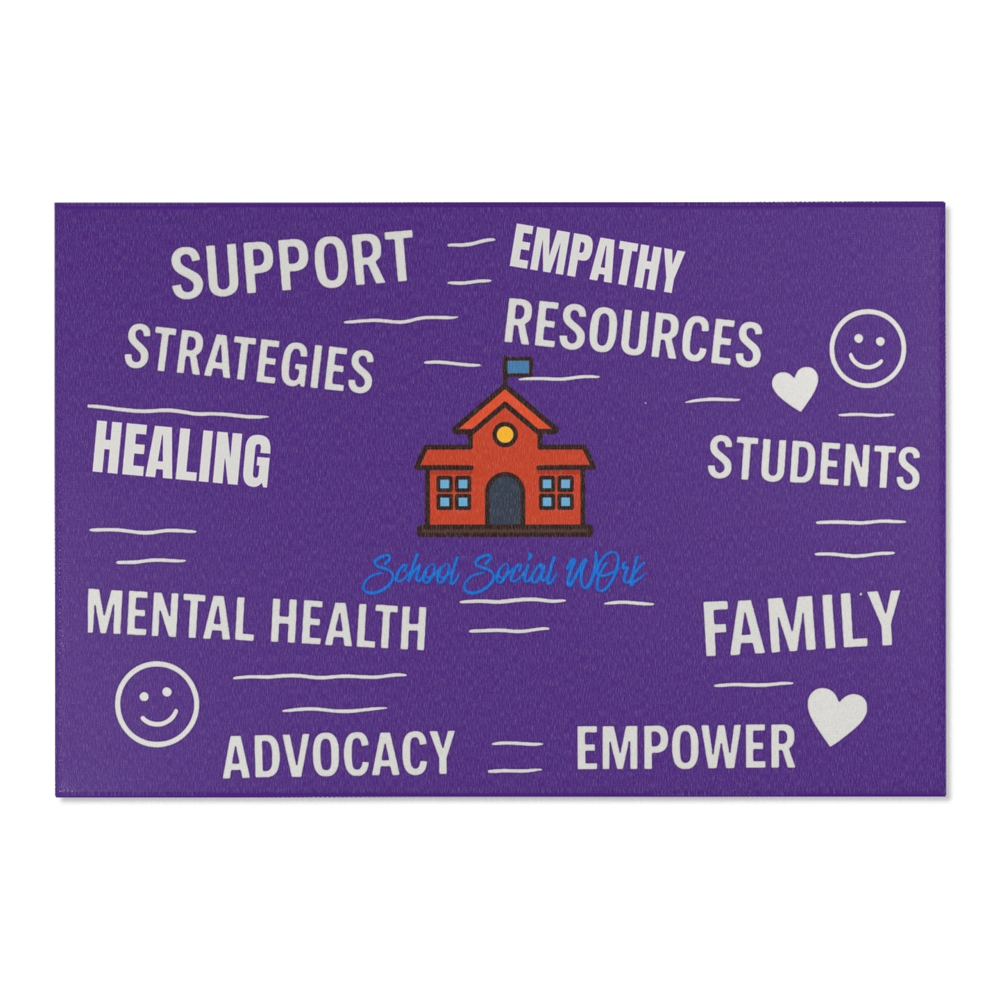 School Social Work Inspirational Area Rug - Purple With Logo