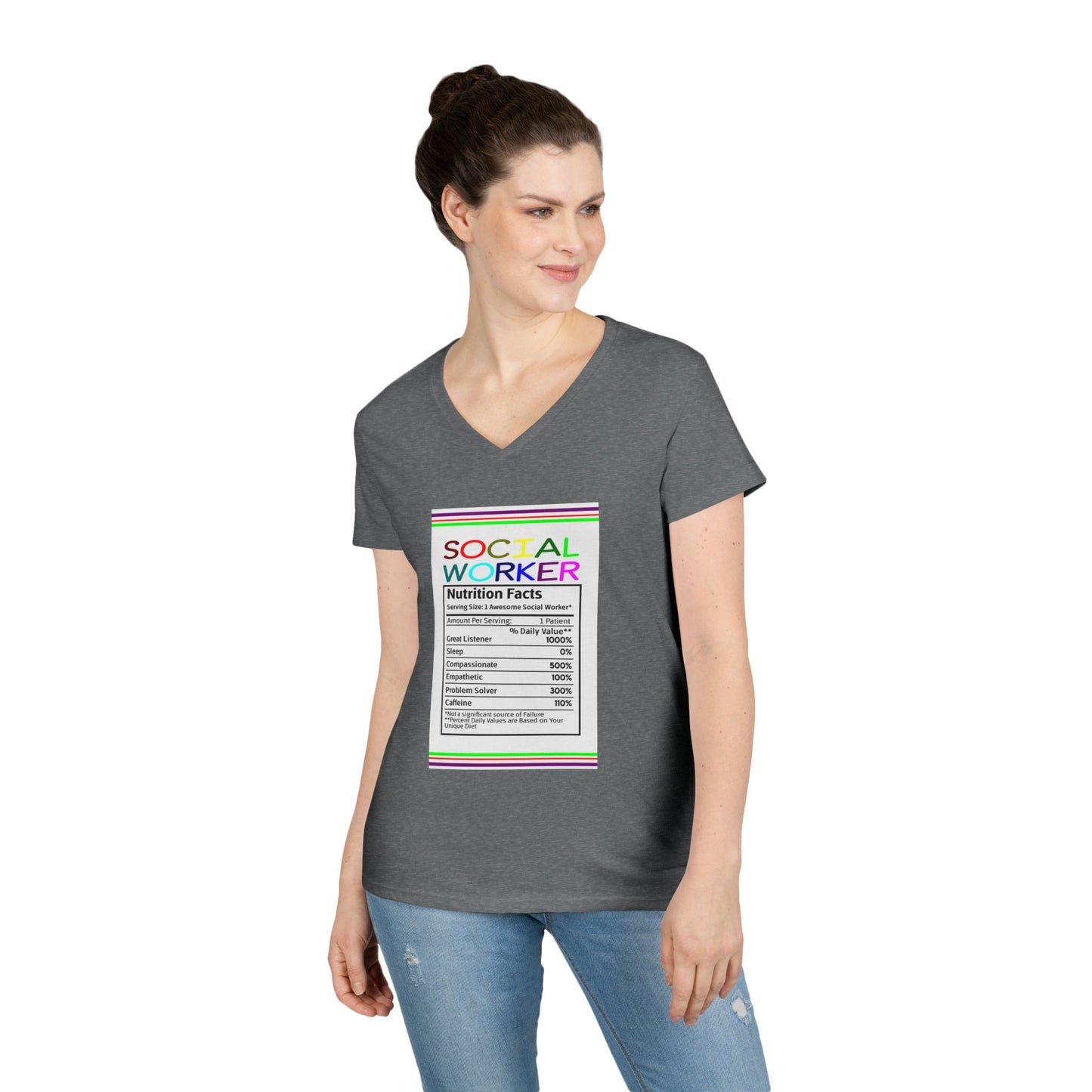 Social Worker Nutrition Facts V-Neck Tee — Women's Social Worker Gift