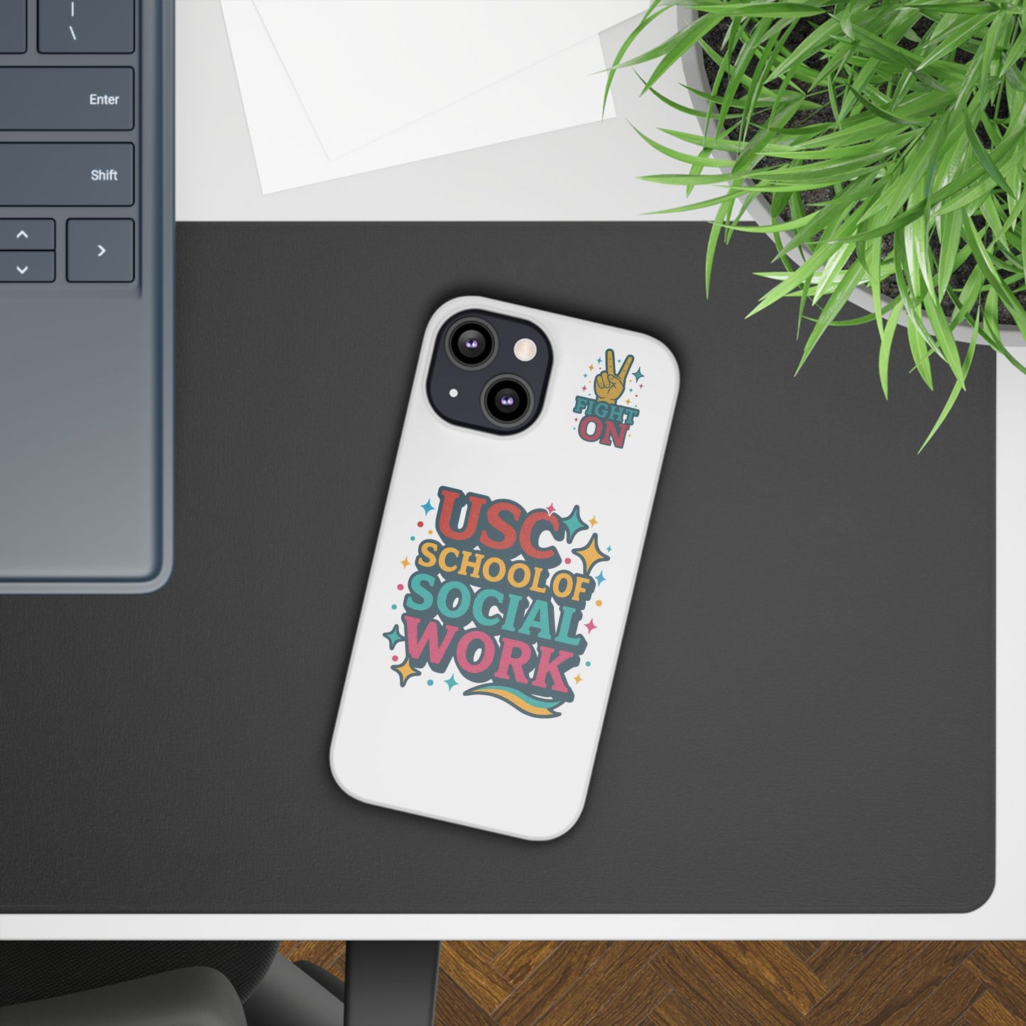 USC Trojans Slim I-Phone Case - School of Social Work - Glitter Style