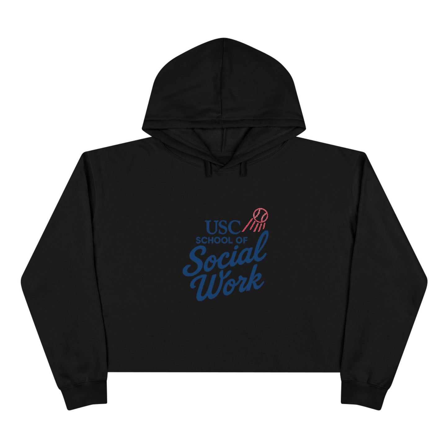 USC Social Work & Dodgers Crop Hoodie - Cheerful College Style