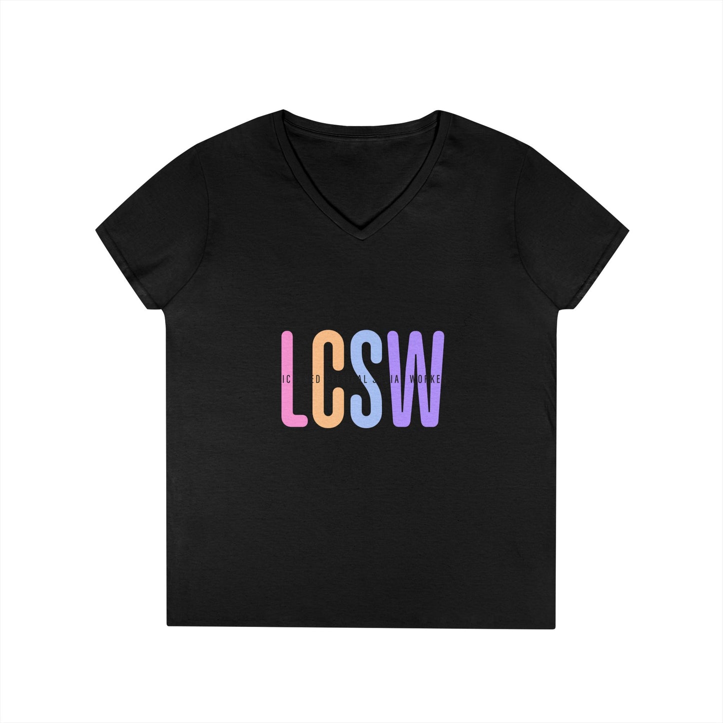 LGBTQ+ Pride Pastel Ombre 'LCSW' V‑Neck Tee — Pride Shirt
