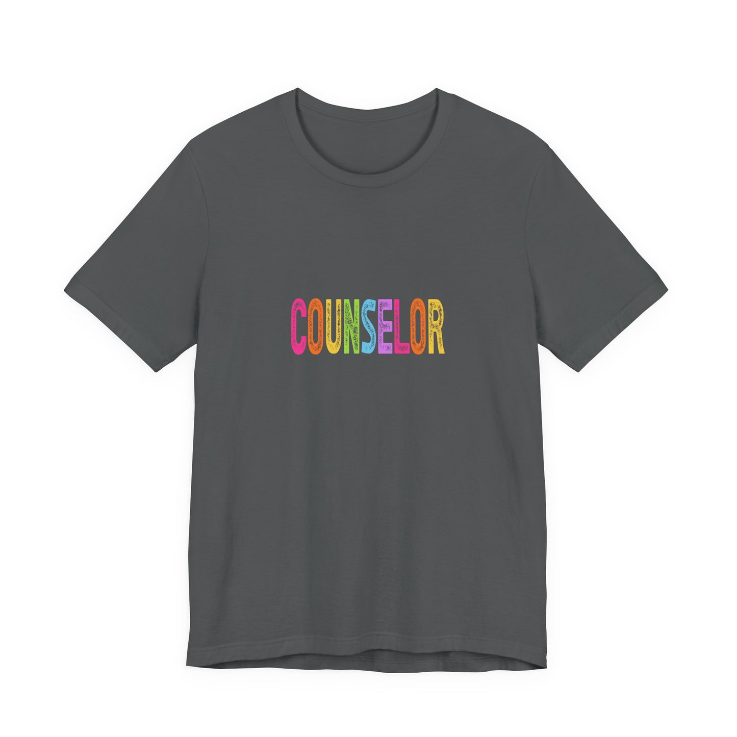 (Unisex) Counselor Rainbow Tee — Pastel 'COUNSELOR' Short Sleeve Shirt
