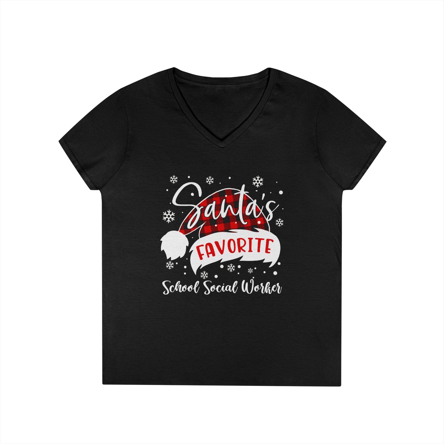 Santa's Favorite School Social Worker V-Neck Tee - Holiday Edition