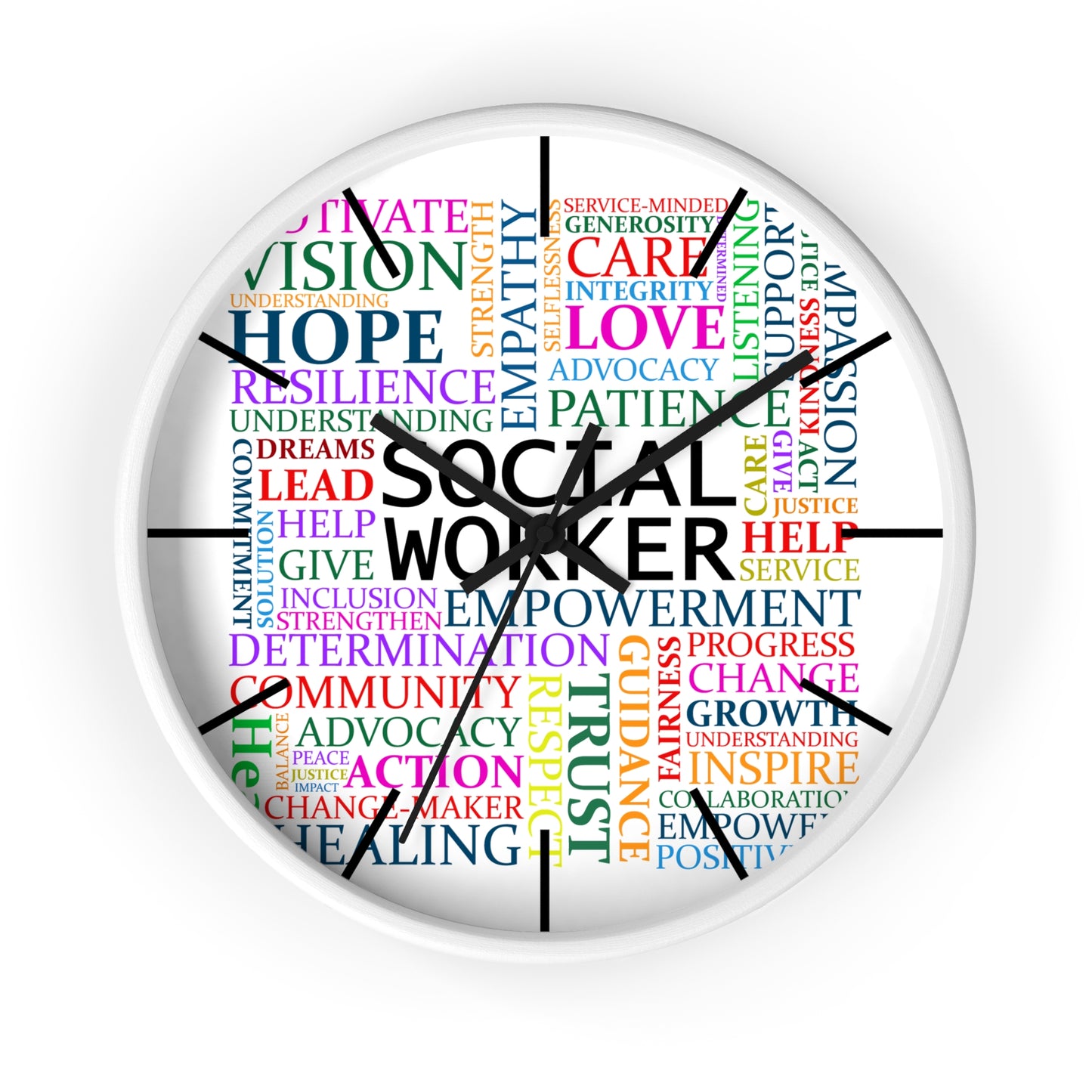 Social Worker Word Cloud Wall Clock — Inspirational Office Decor Gift