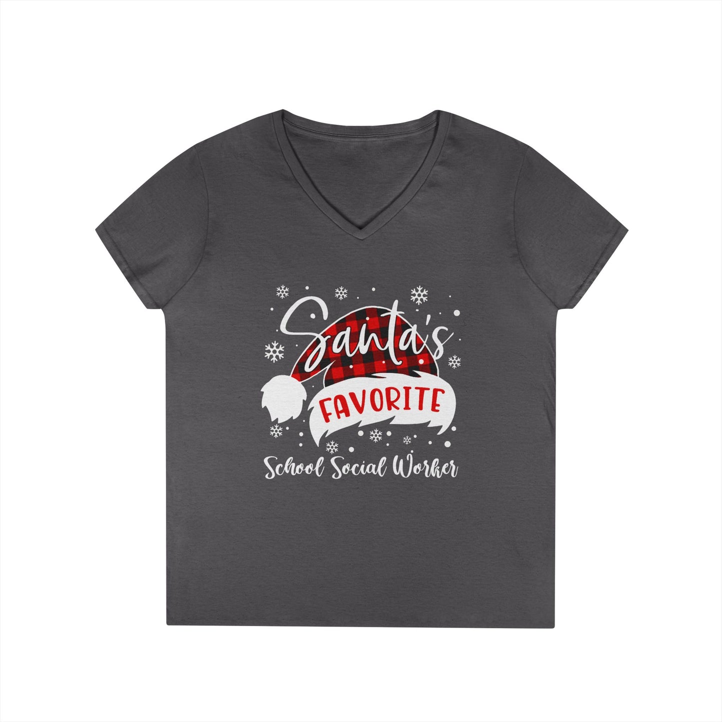 Santa's Favorite School Social Worker V-Neck Tee - Holiday Edition