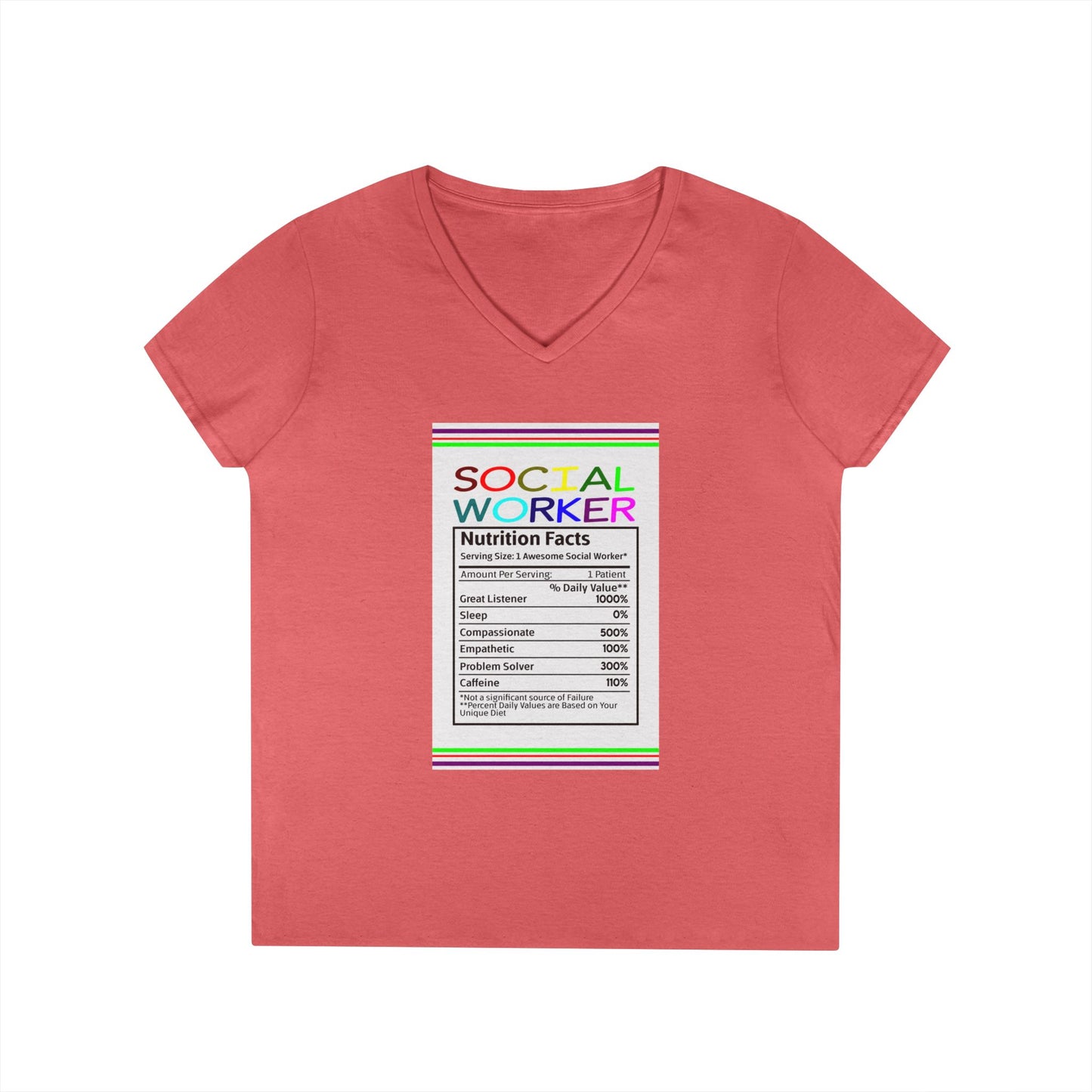 Social Worker Nutrition Facts V-Neck Tee — Women's Social Worker Gift