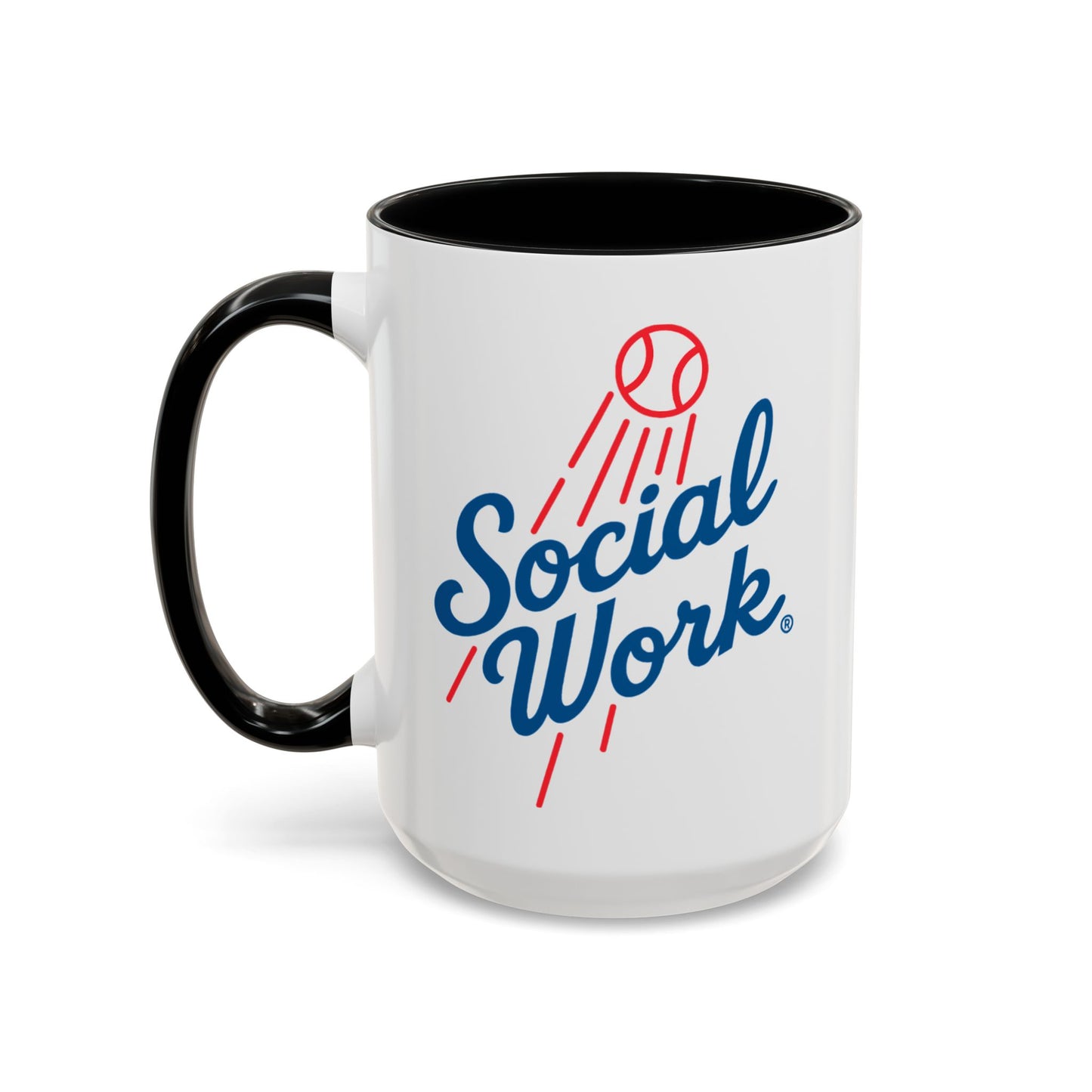 Social Work Baseball Coffee Mug — Retro Script Accent 15oz