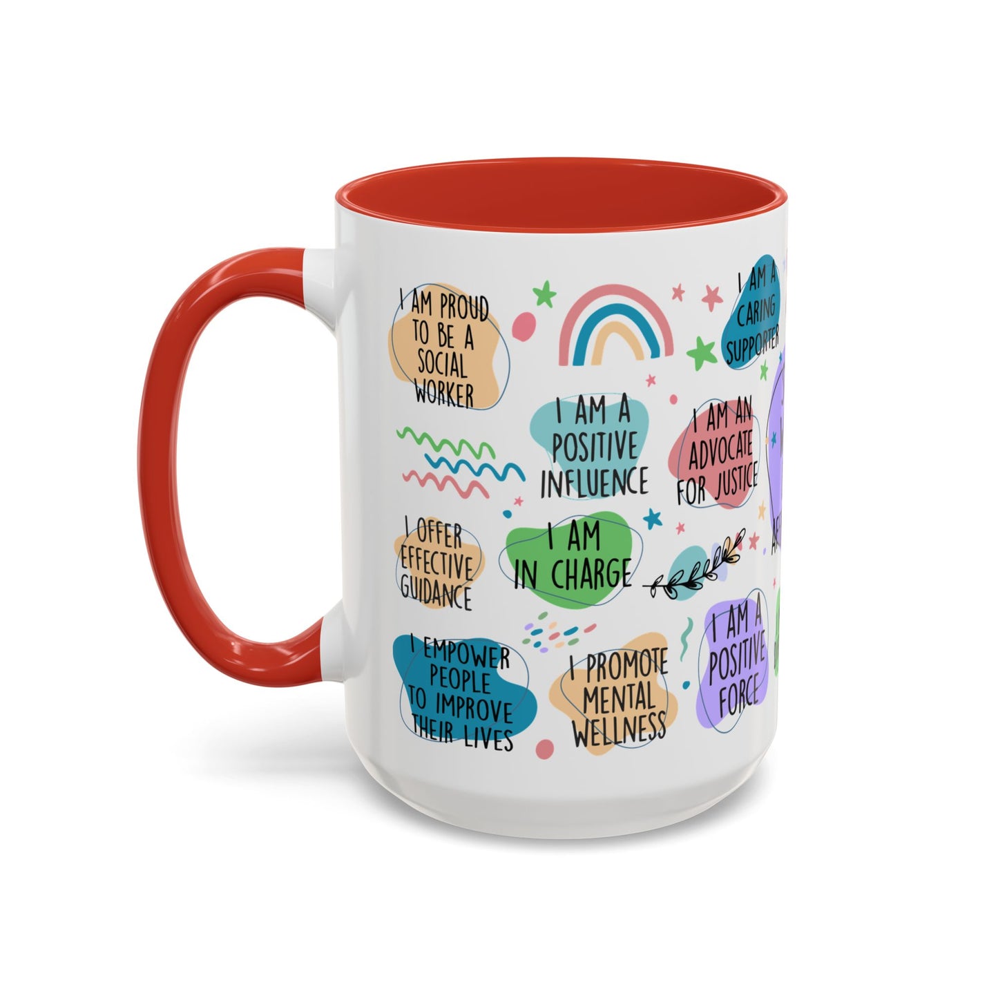 Social Worker Daily Affirmations Accent Coffee Mug — Inspirational -15oz