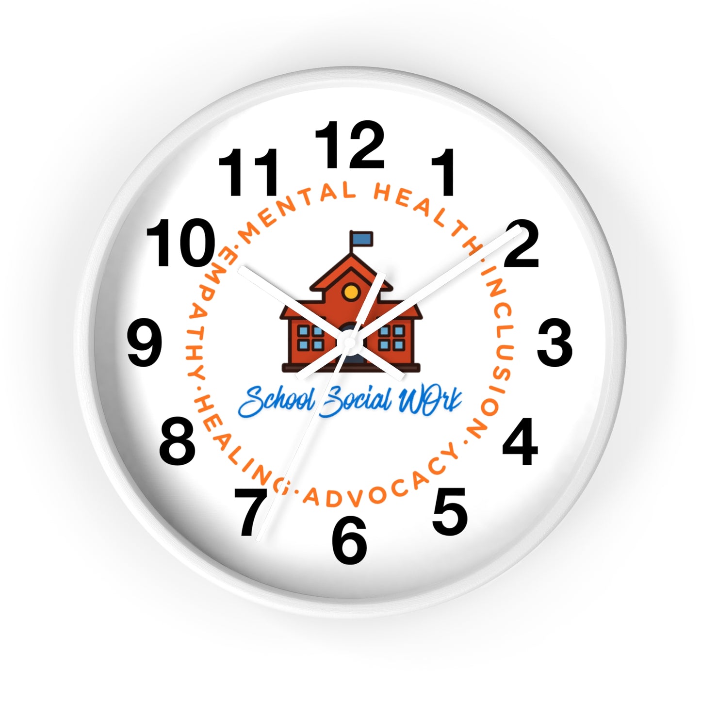 School Social Work Wall Clock - Advocate for Mental Health & Inclusion (WITH NUMBERS)
