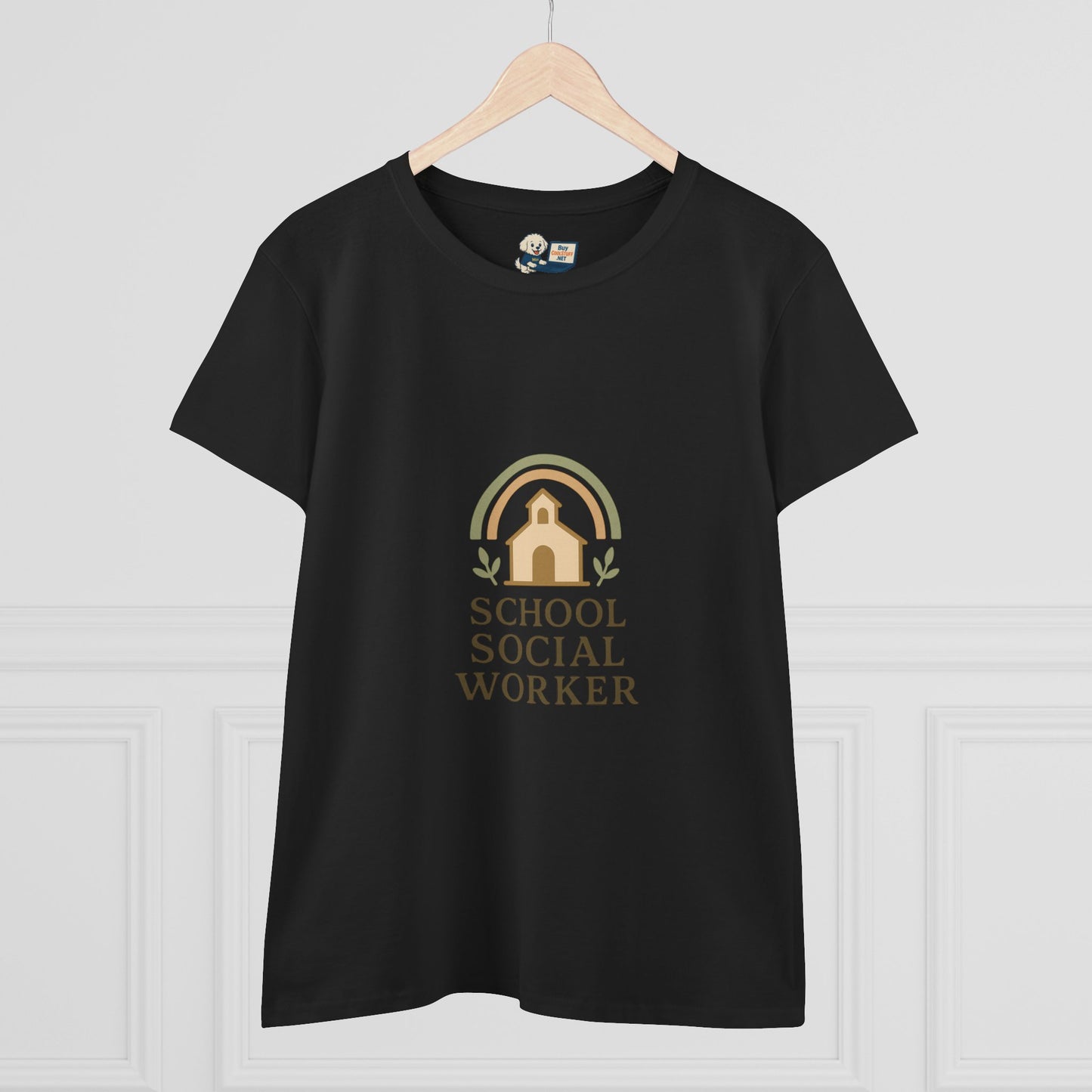 School Social Worker with Earth Tone Logo -Women's Midweight Cotton T-Shirt