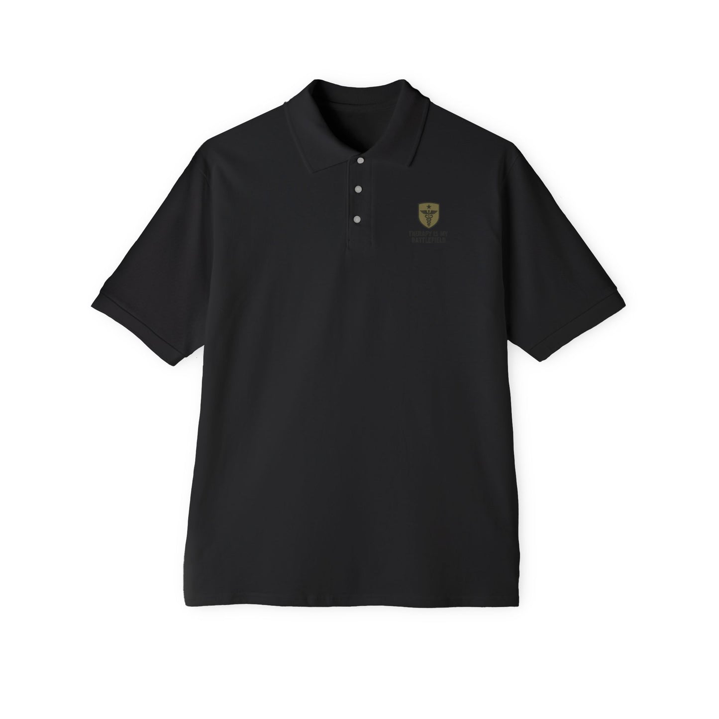 Military Social Work "Therapy is My Battlefield" -Classic Men's Piqué Polo with Emblem