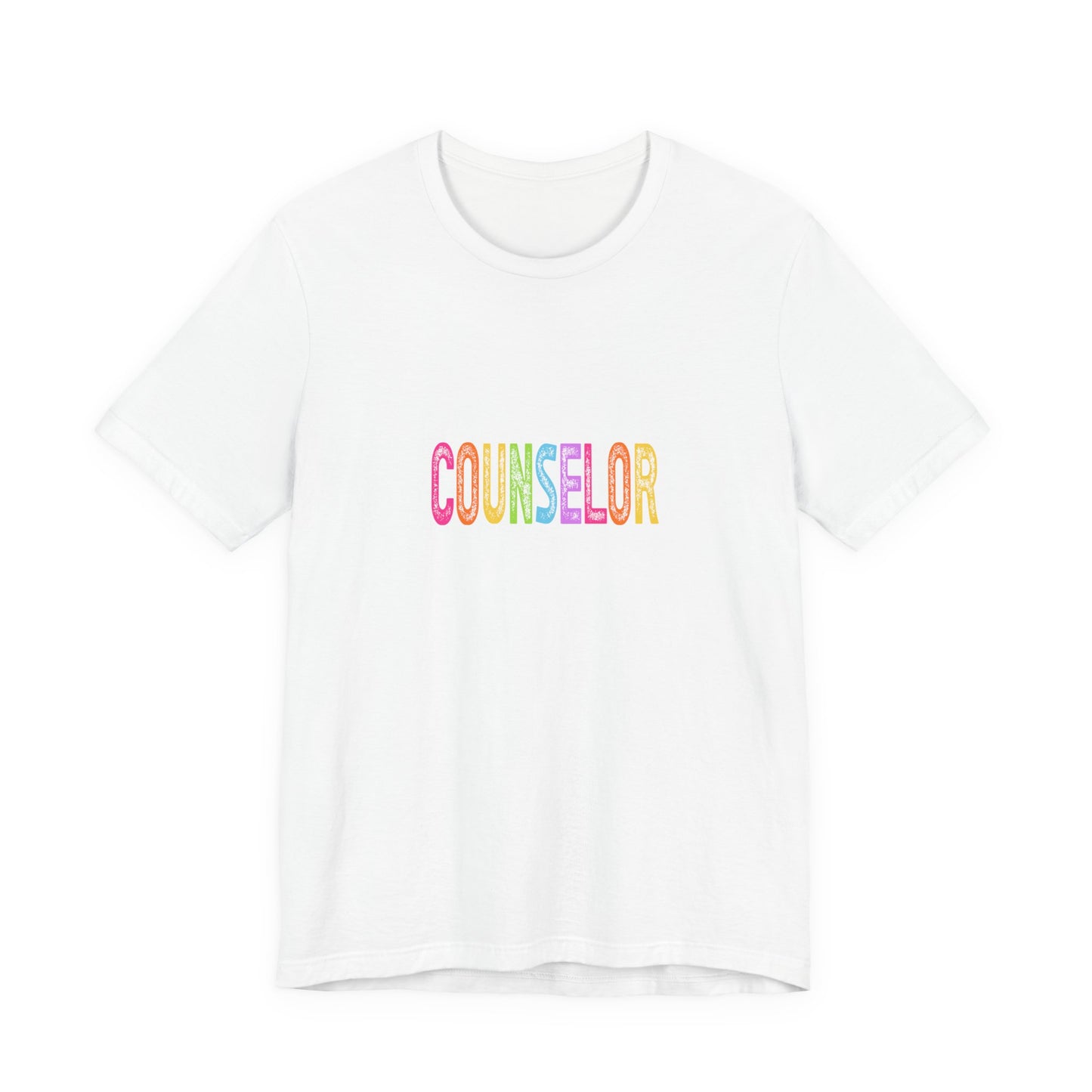 (Unisex) Counselor Rainbow Tee — Pastel 'COUNSELOR' Short Sleeve Shirt