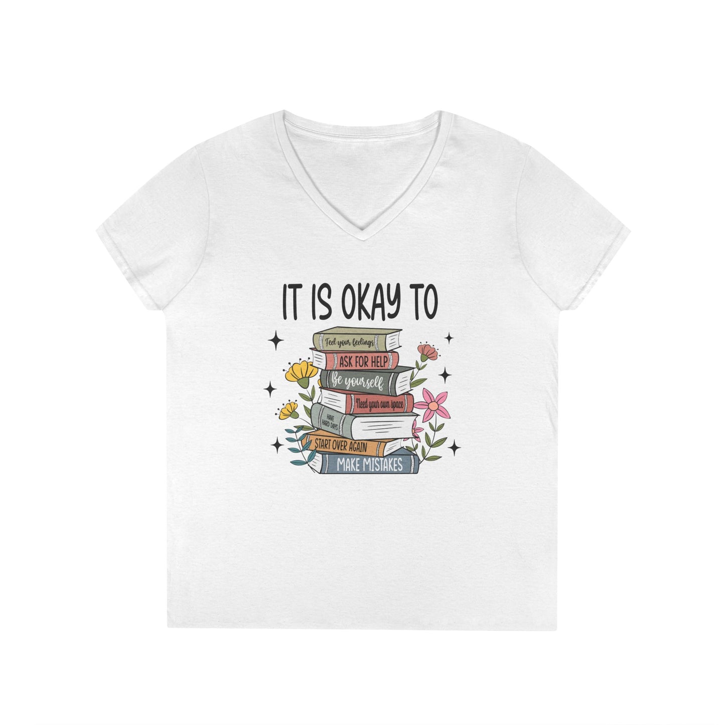 Ladies' V-Neck T-Shirt - "It's OK" - School Social Worker