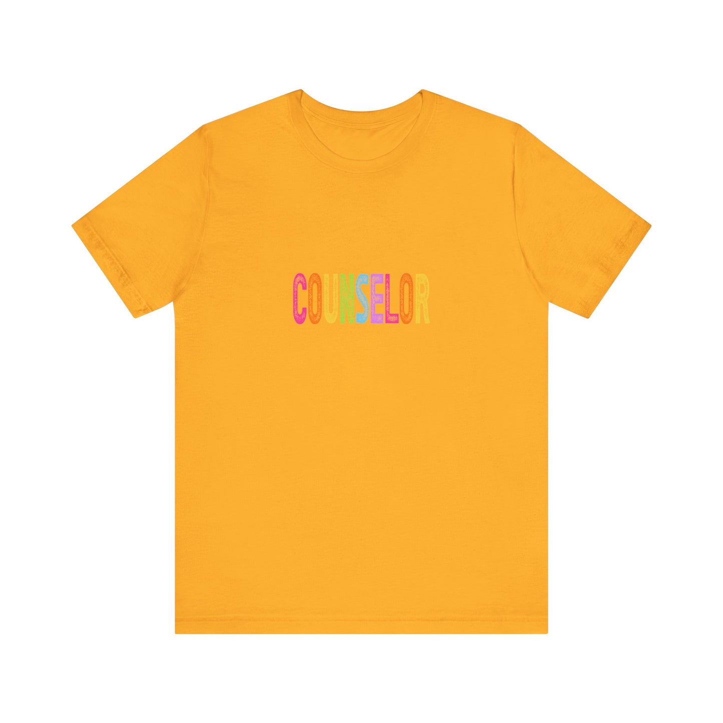 (Unisex) Counselor Rainbow Tee — Pastel 'COUNSELOR' Short Sleeve Shirt