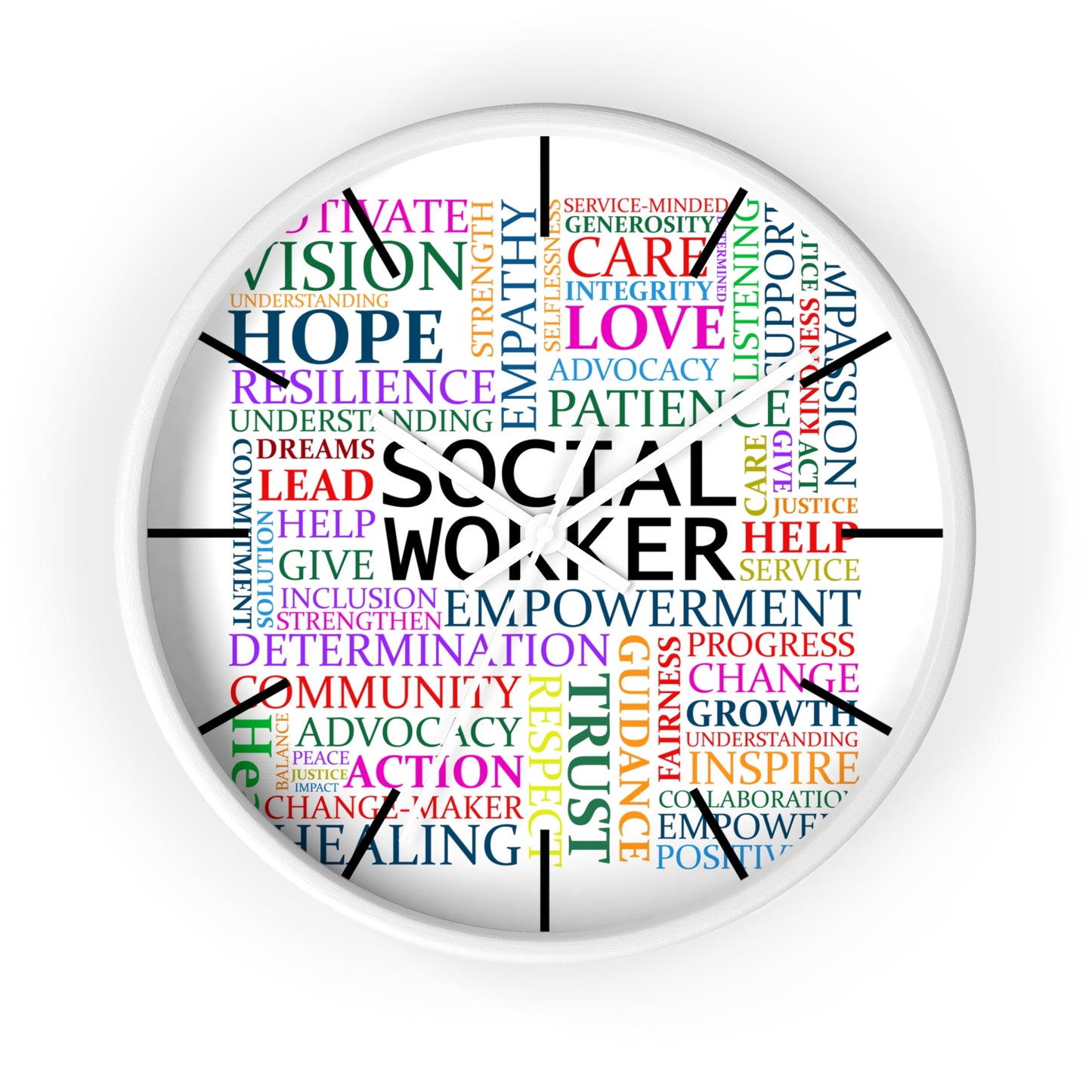 Social Worker Word Cloud Wall Clock — Inspirational Office Decor Gift