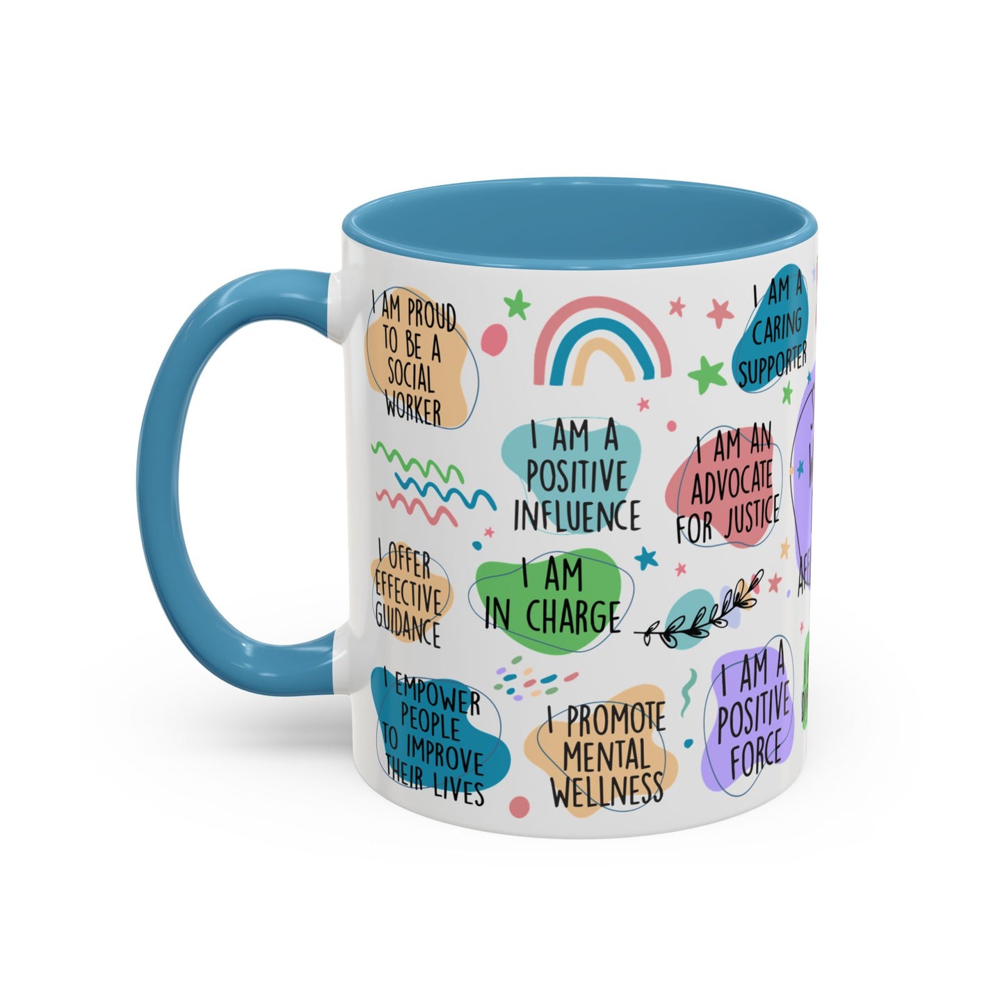 Social Worker Daily Affirmations Accent Coffee Mug — Inspirational -15oz
