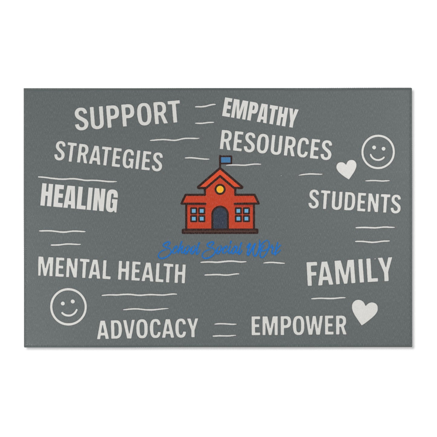 School Social Work Inspirational Area Rug - Charcoal With Logo