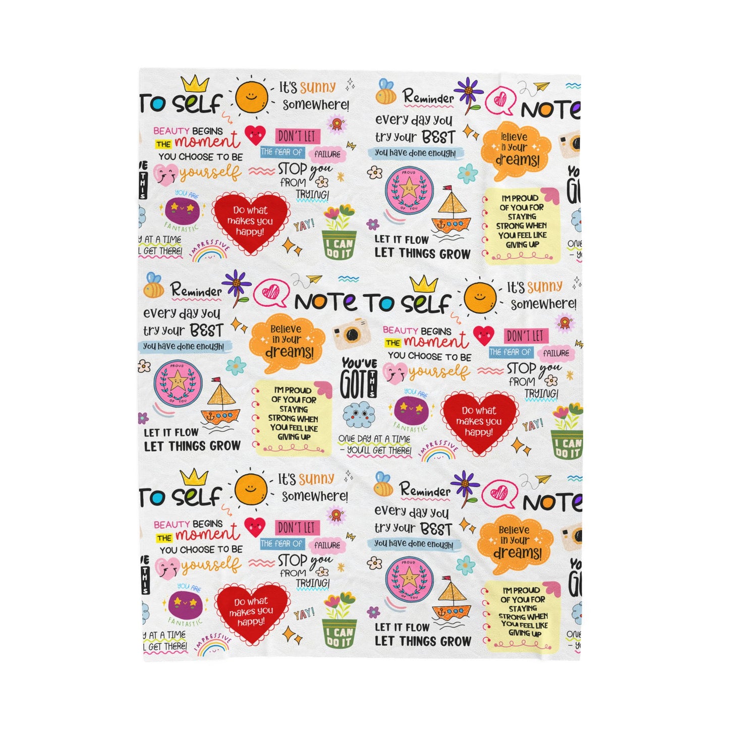 Motivational Quote Plush Blanket – “Note to Self” Cozy Velveteen Throw - Social Work