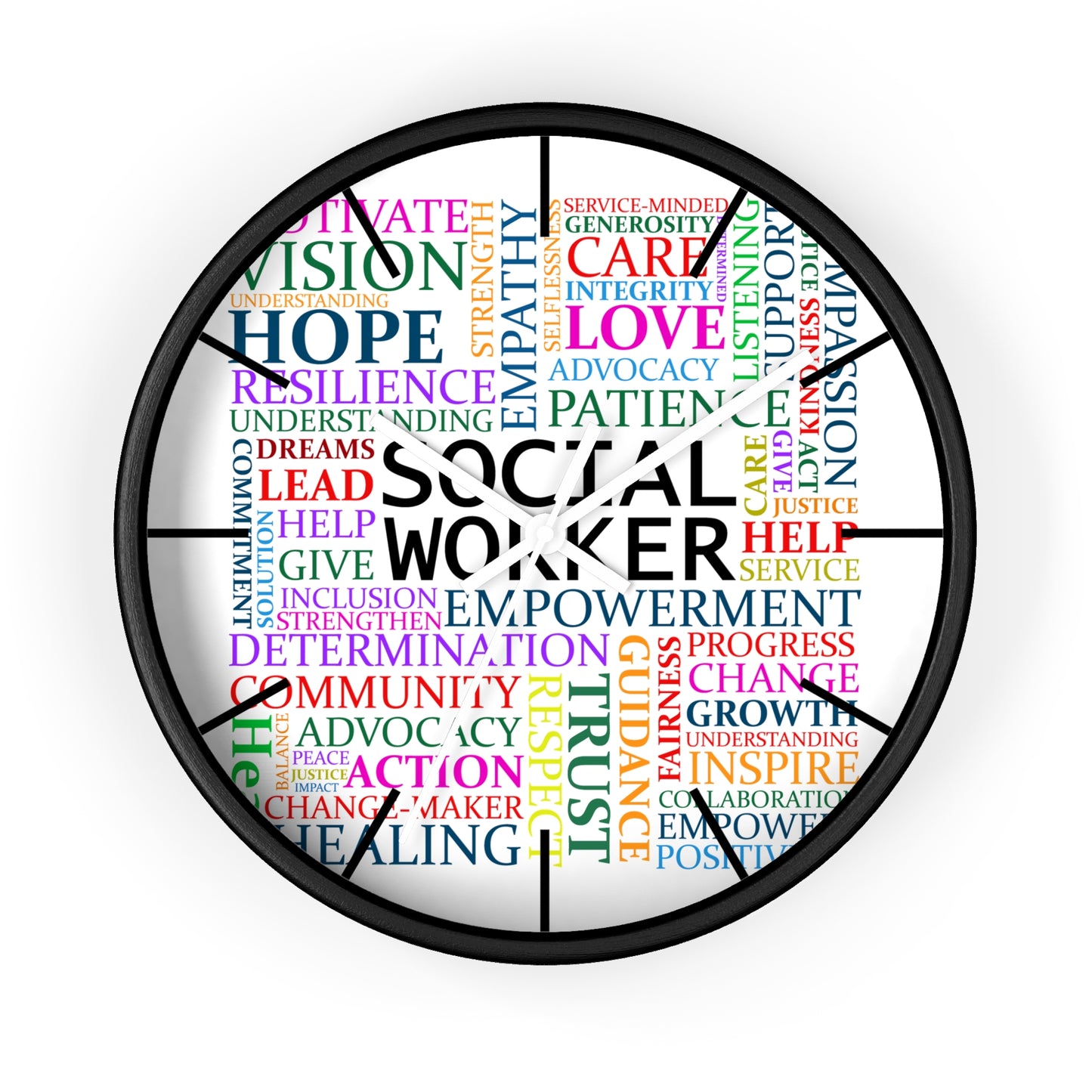 Social Worker Word Cloud Wall Clock — Inspirational Office Decor Gift