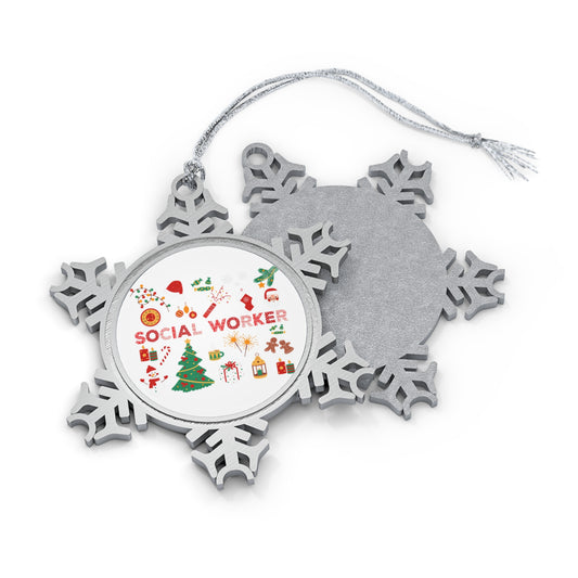 Pewter Snowflake Ornament — 'Social Worker' Holiday Keepsake