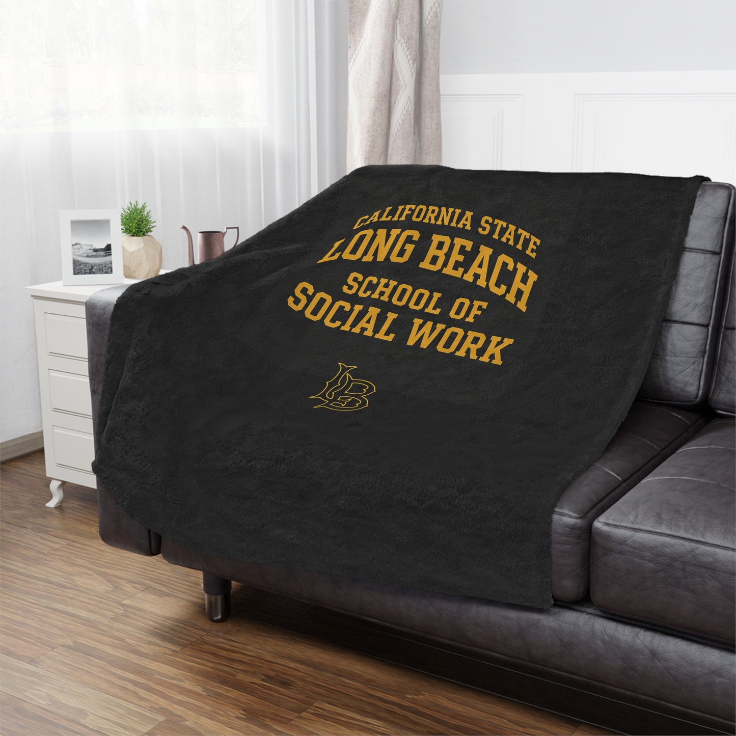 CSULB School of Social Work Mini Blanket - Great for your office chair or your couch at home!