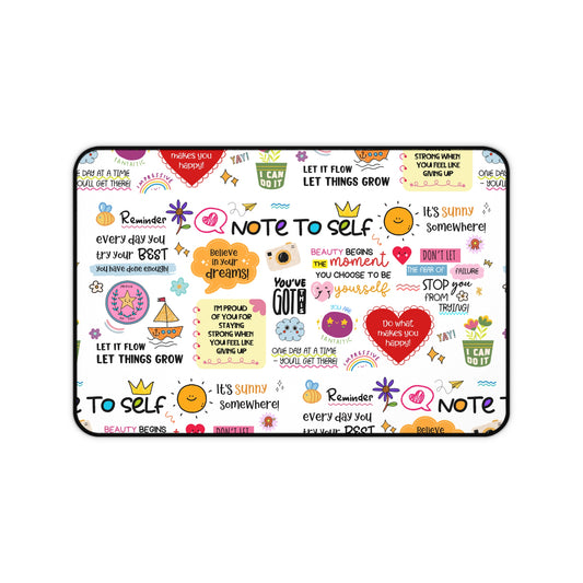 Inspirational Notes Desk Mat — Colorful Motivational Workspace Pad (Mental Health/Social Worker)