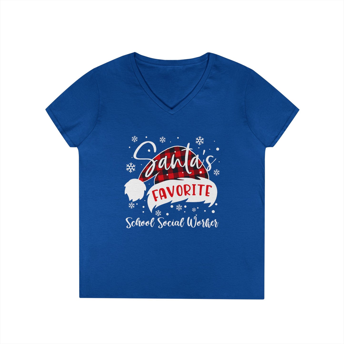 Santa's Favorite School Social Worker V-Neck Tee - Holiday Edition