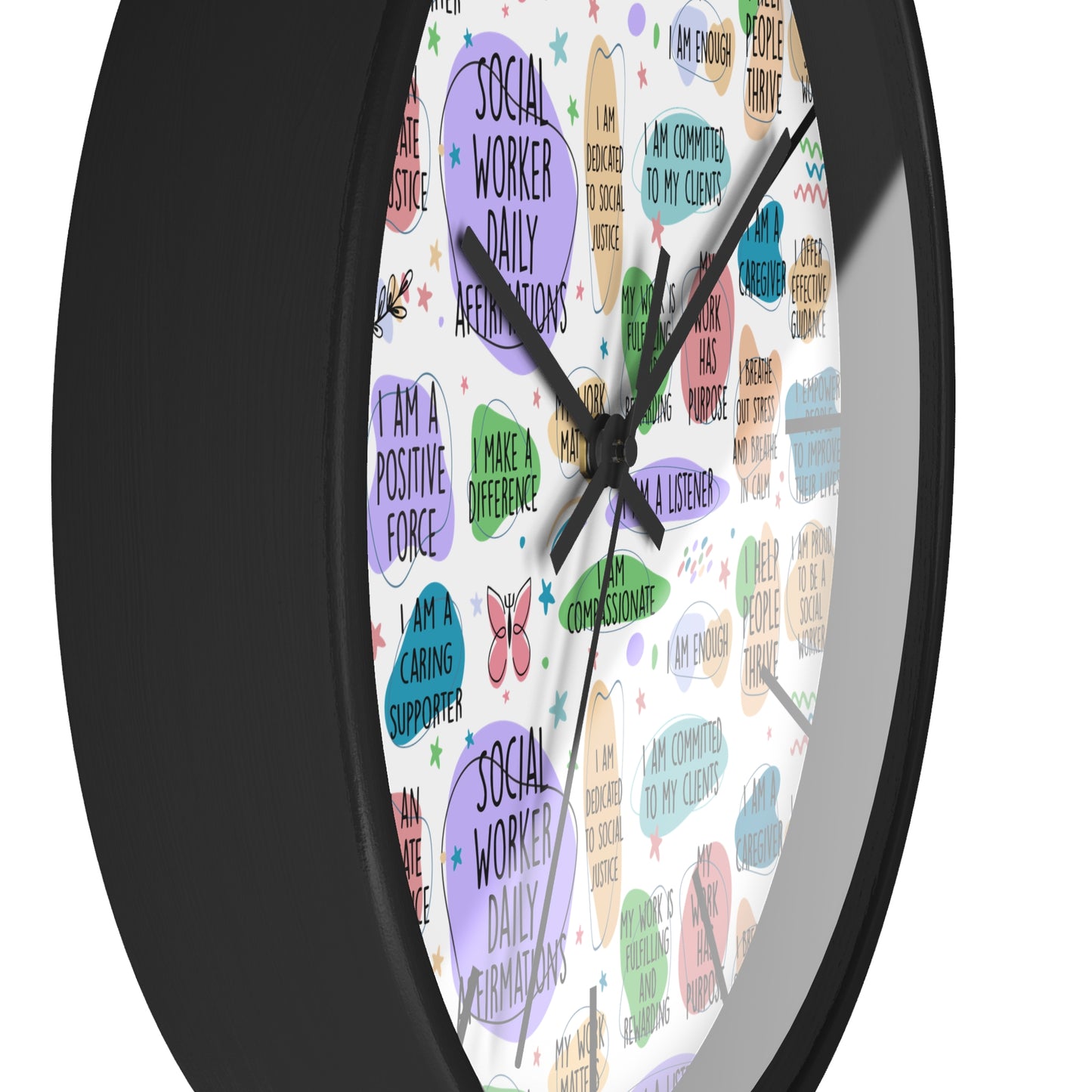 Social Worker Daily Affirmations Wall Clock — Inspirational Office Decor