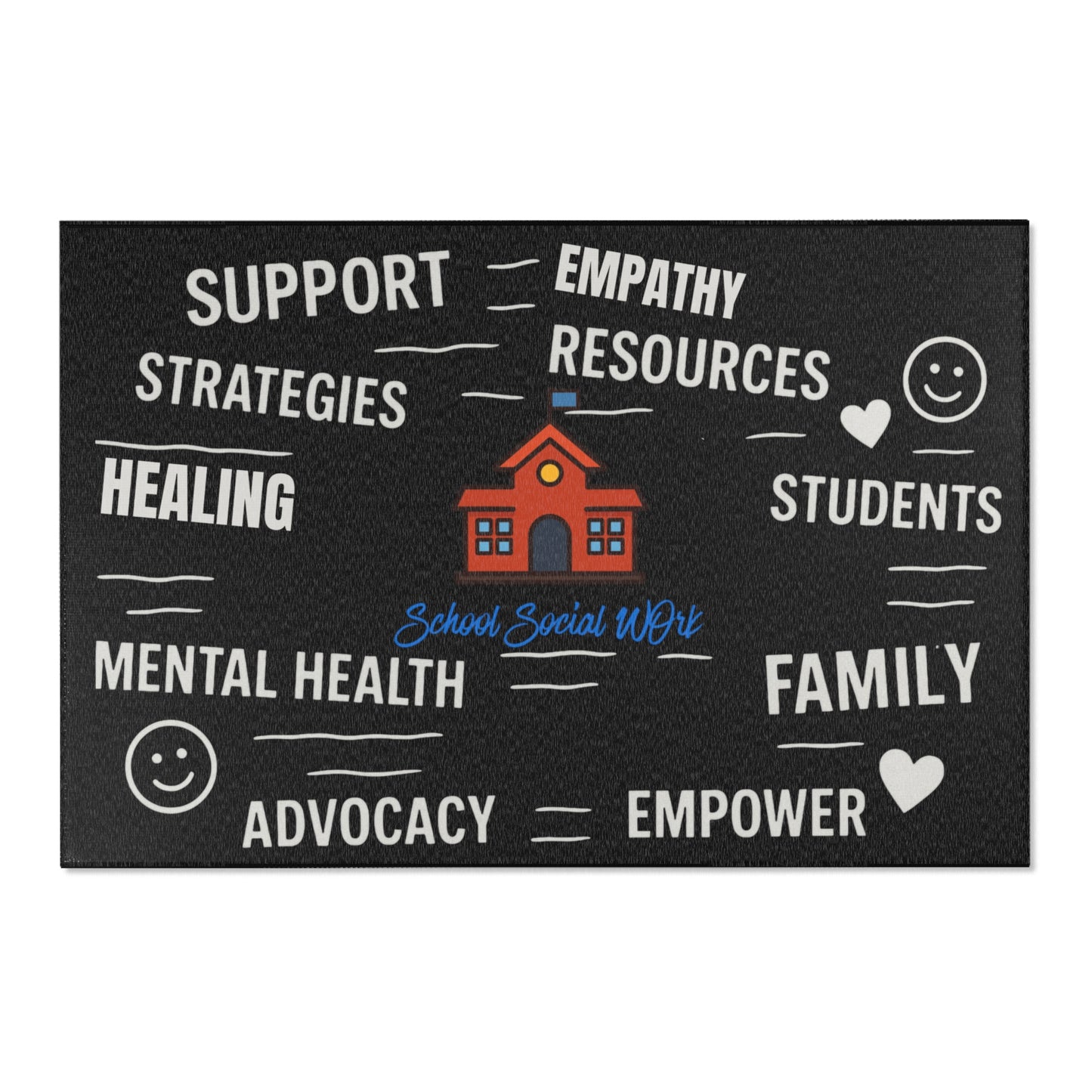 School Social Work Inspirational Area Rug - Black With Logo