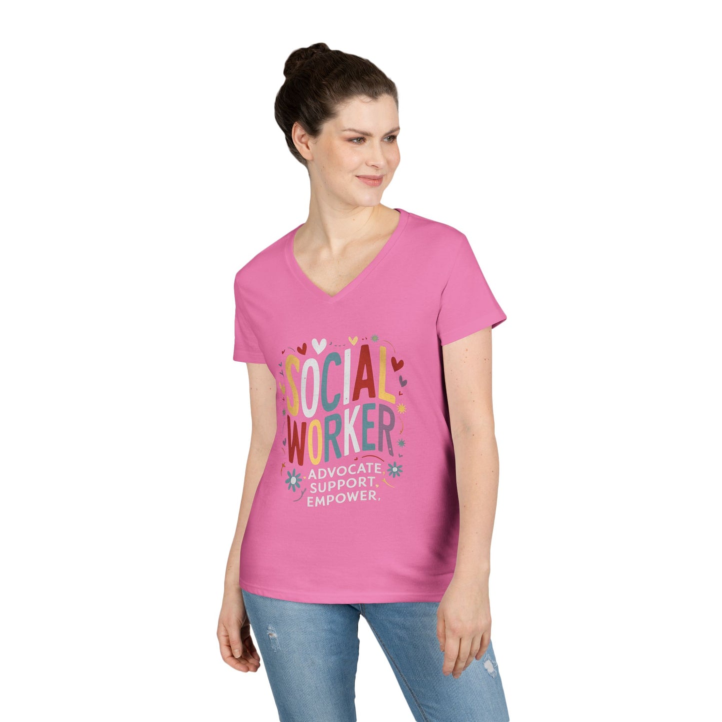 Social Worker V-Neck T-Shirt — Advocate, Support, Empower