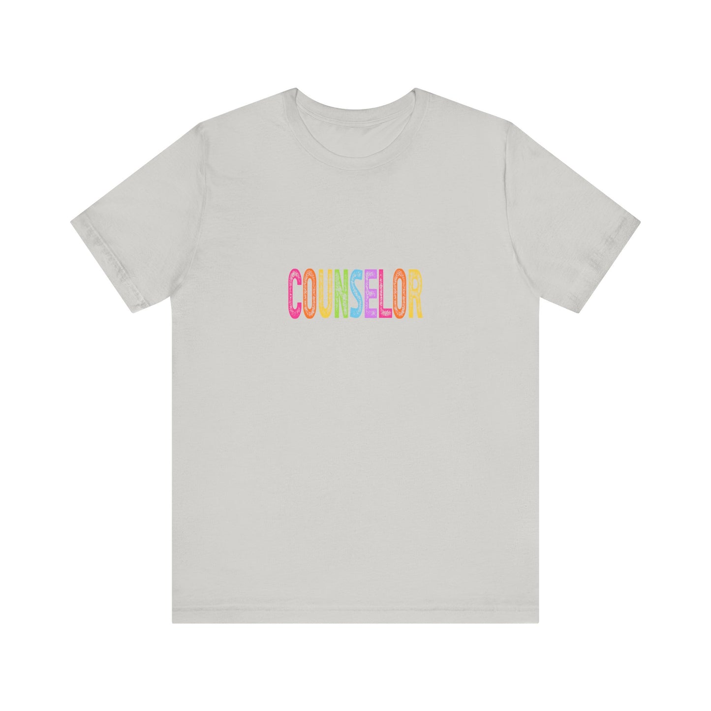(Unisex) Counselor Rainbow Tee — Pastel 'COUNSELOR' Short Sleeve Shirt