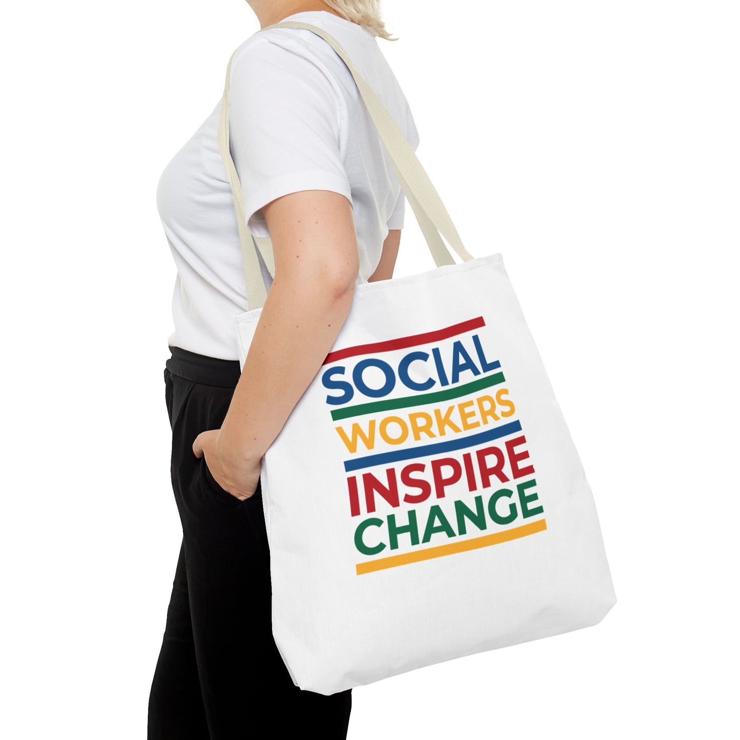 Social Worker Tote Bag — Inspirational "Social Workers Inspire Change" Two Side Design